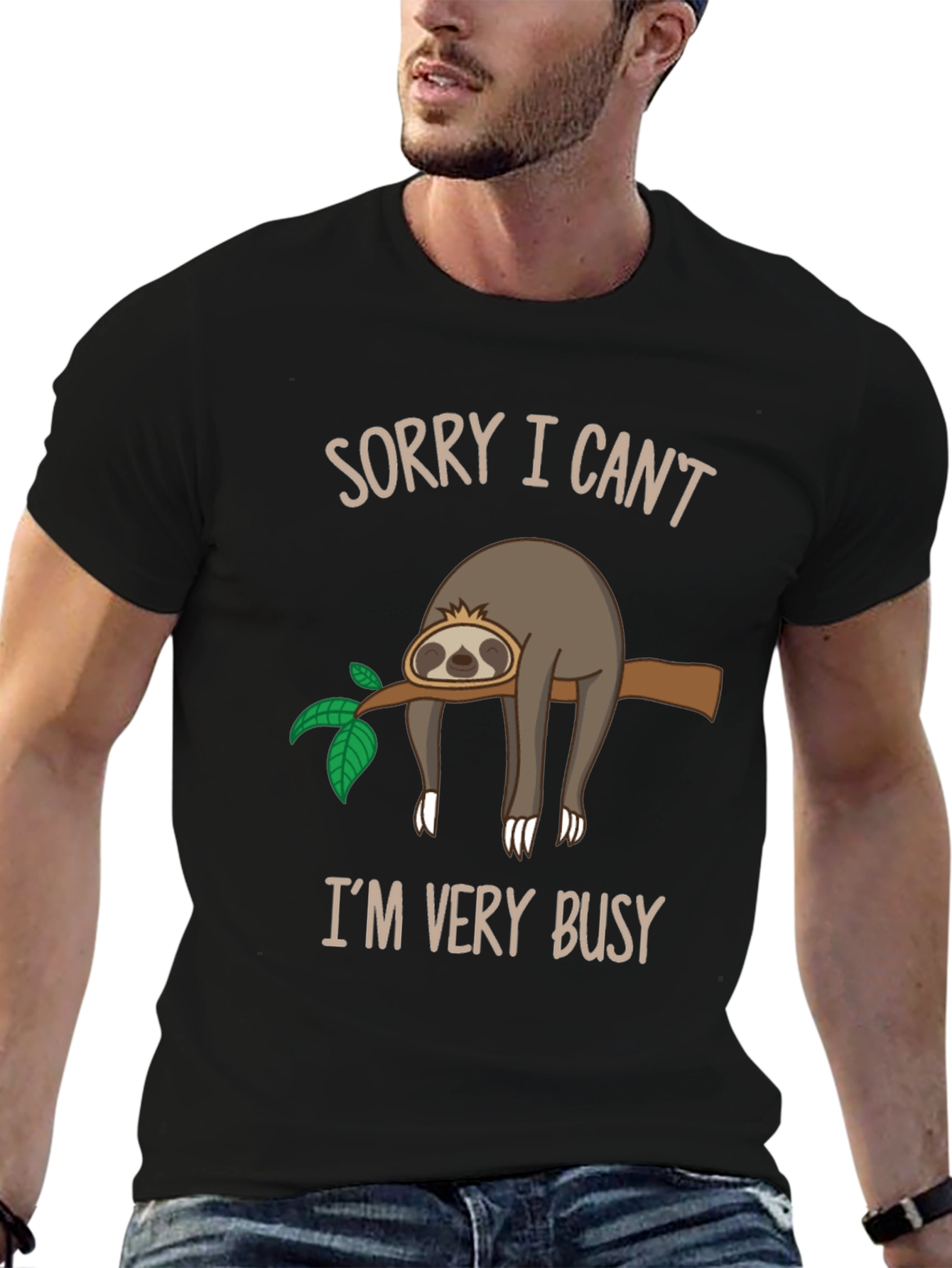 Funny Sloth Graphic T-Shirt - Sorry I Cant Im Very Busy