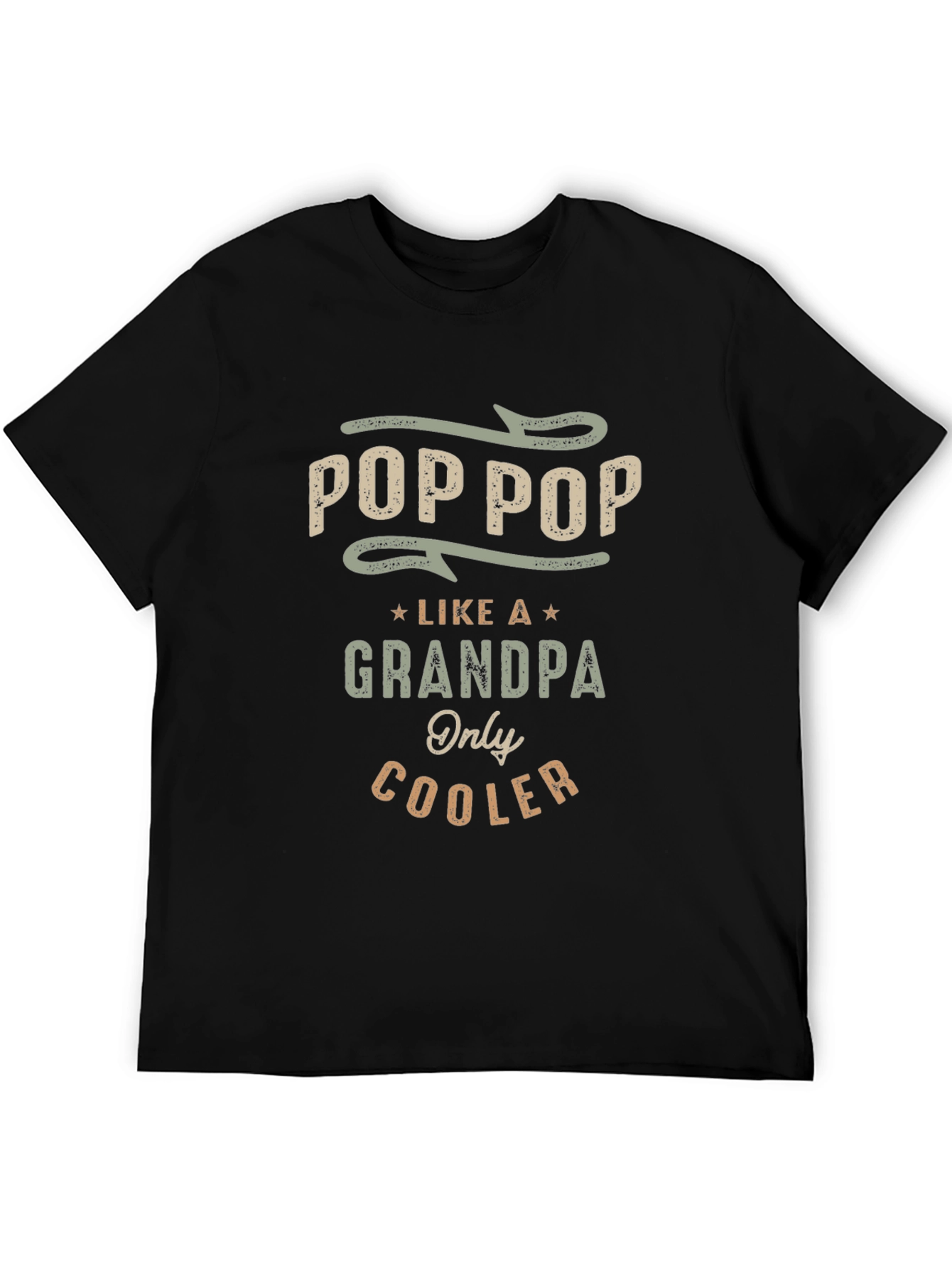 Pop Pop Like A Grandpa Only Cooler - Black T-Shirt
