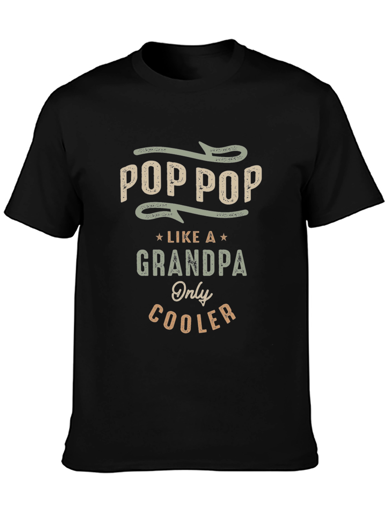 Pop Pop Like A Grandpa Only Cooler - Black T-Shirt