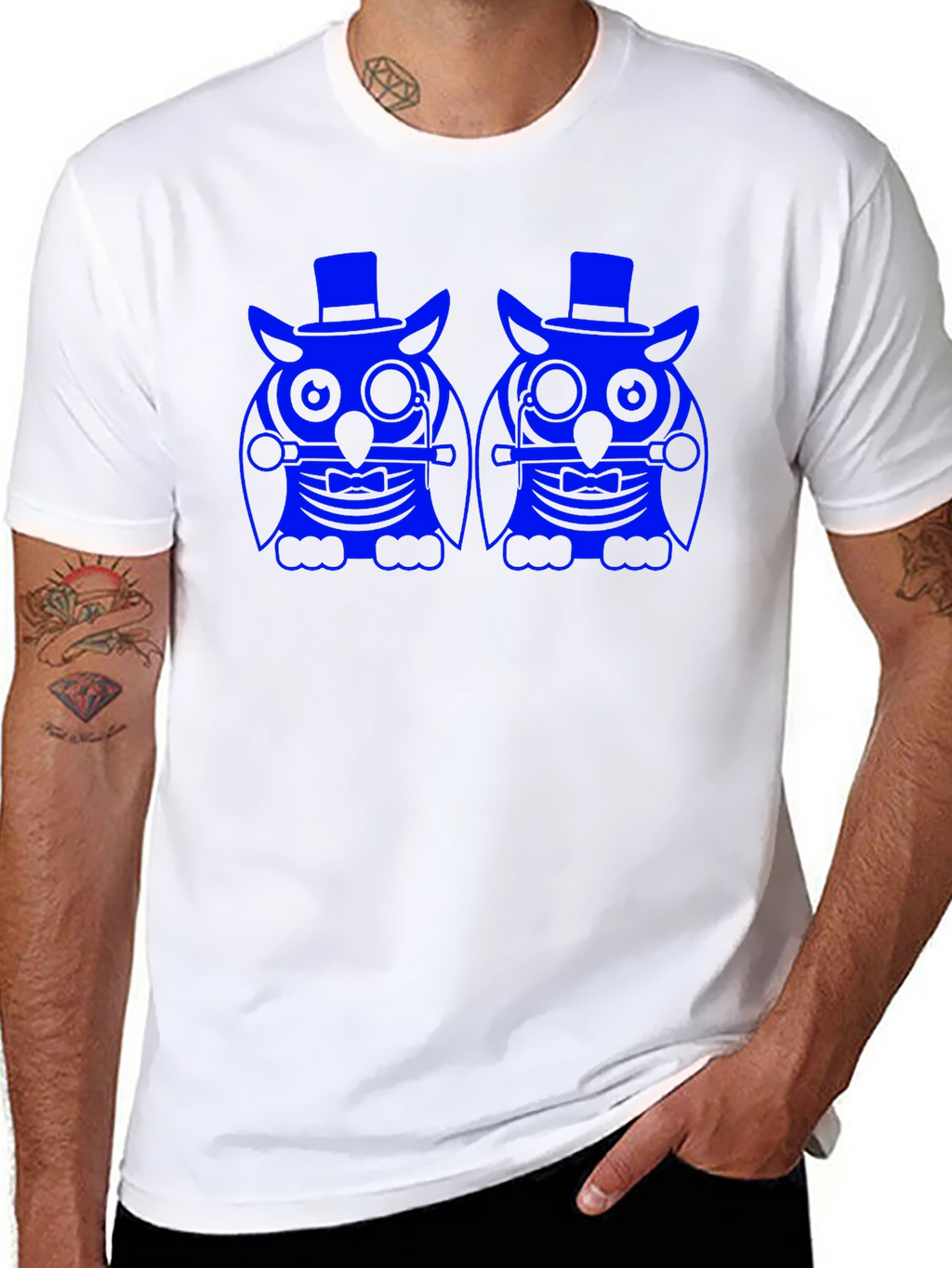 Owl Graphic Print Tee - Black Cotton