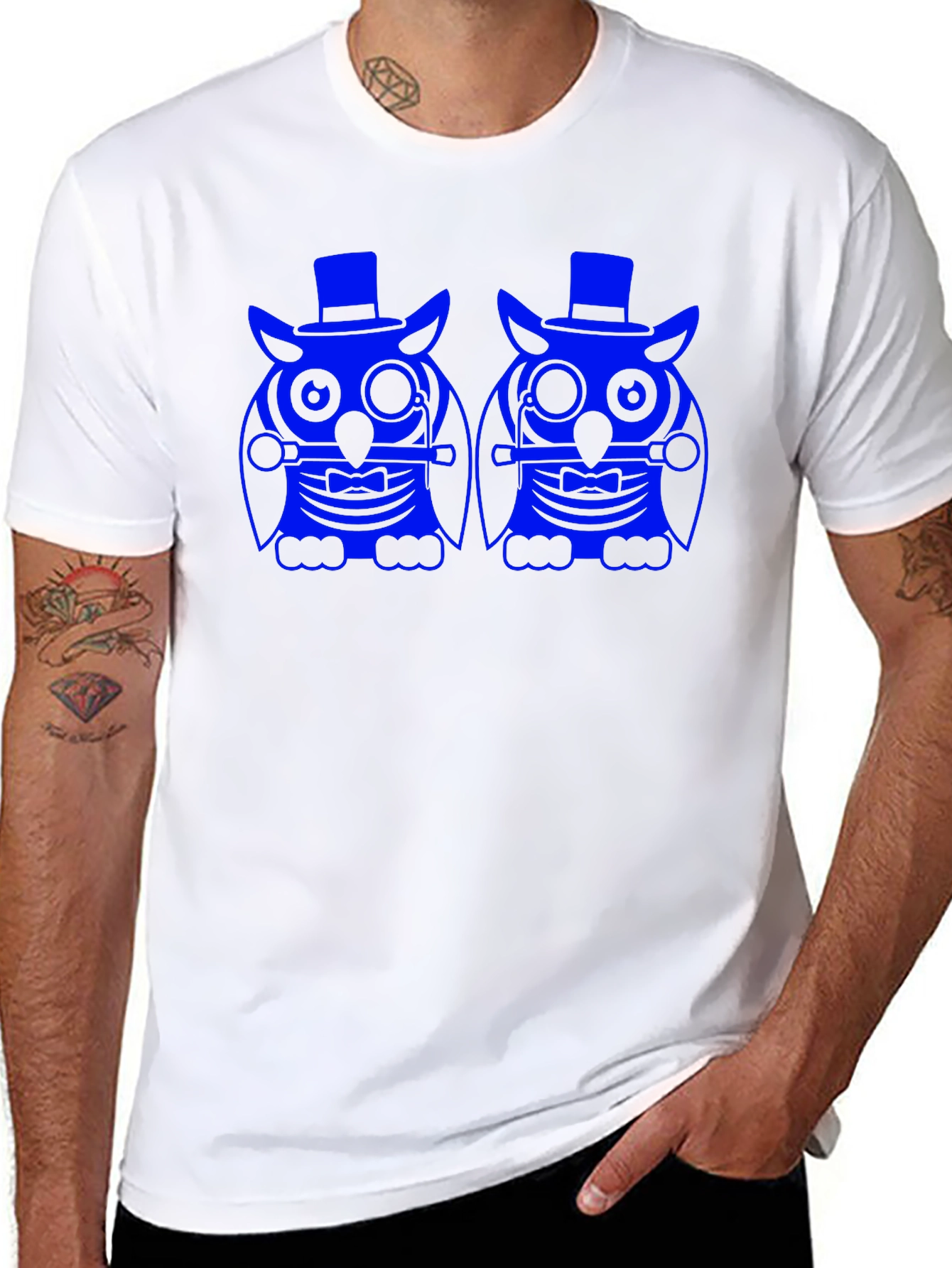 Owl Graphic Print Tee - Black Cotton