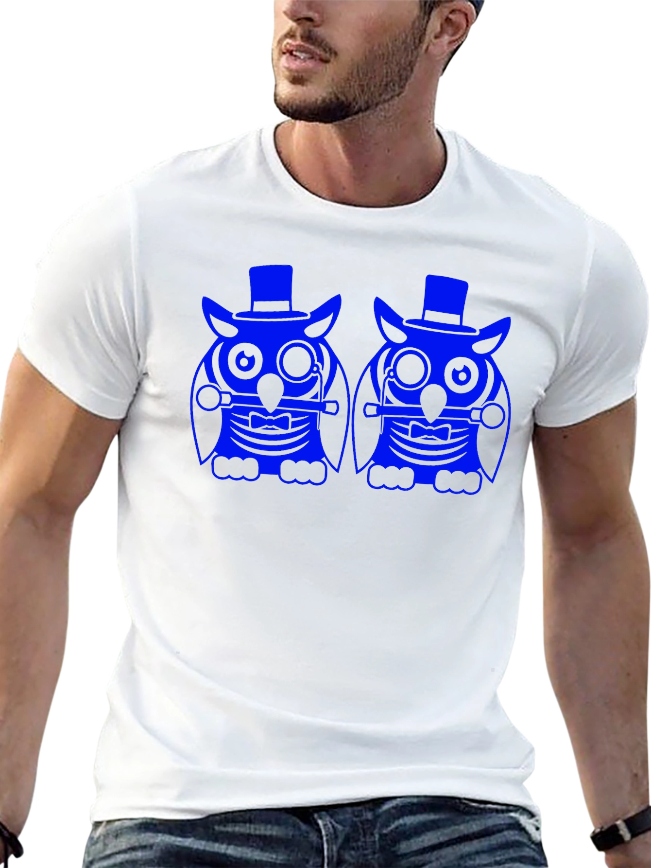 Owl Graphic Print Tee - Black Cotton