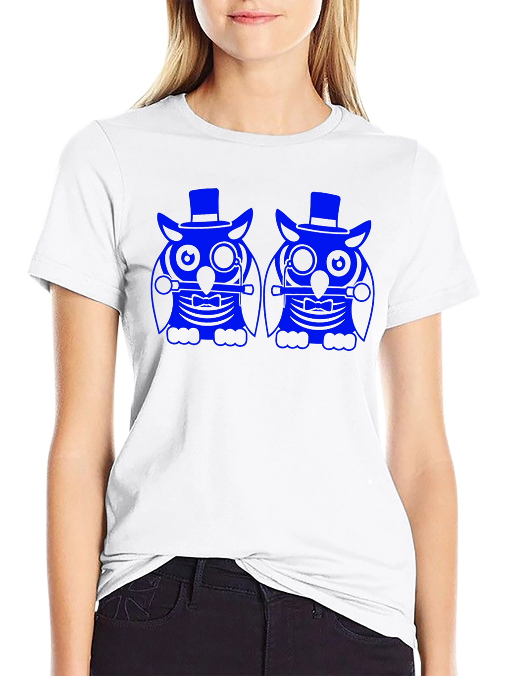 Owl Graphic Print Tee - Black Cotton