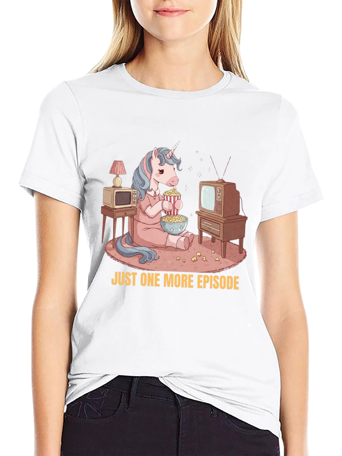 Unicorn Watching TV T-Shirt - Just One More Episode