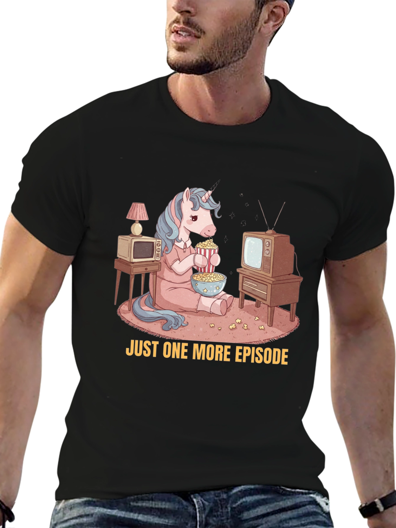Unicorn Watching TV T-Shirt - Just One More Episode