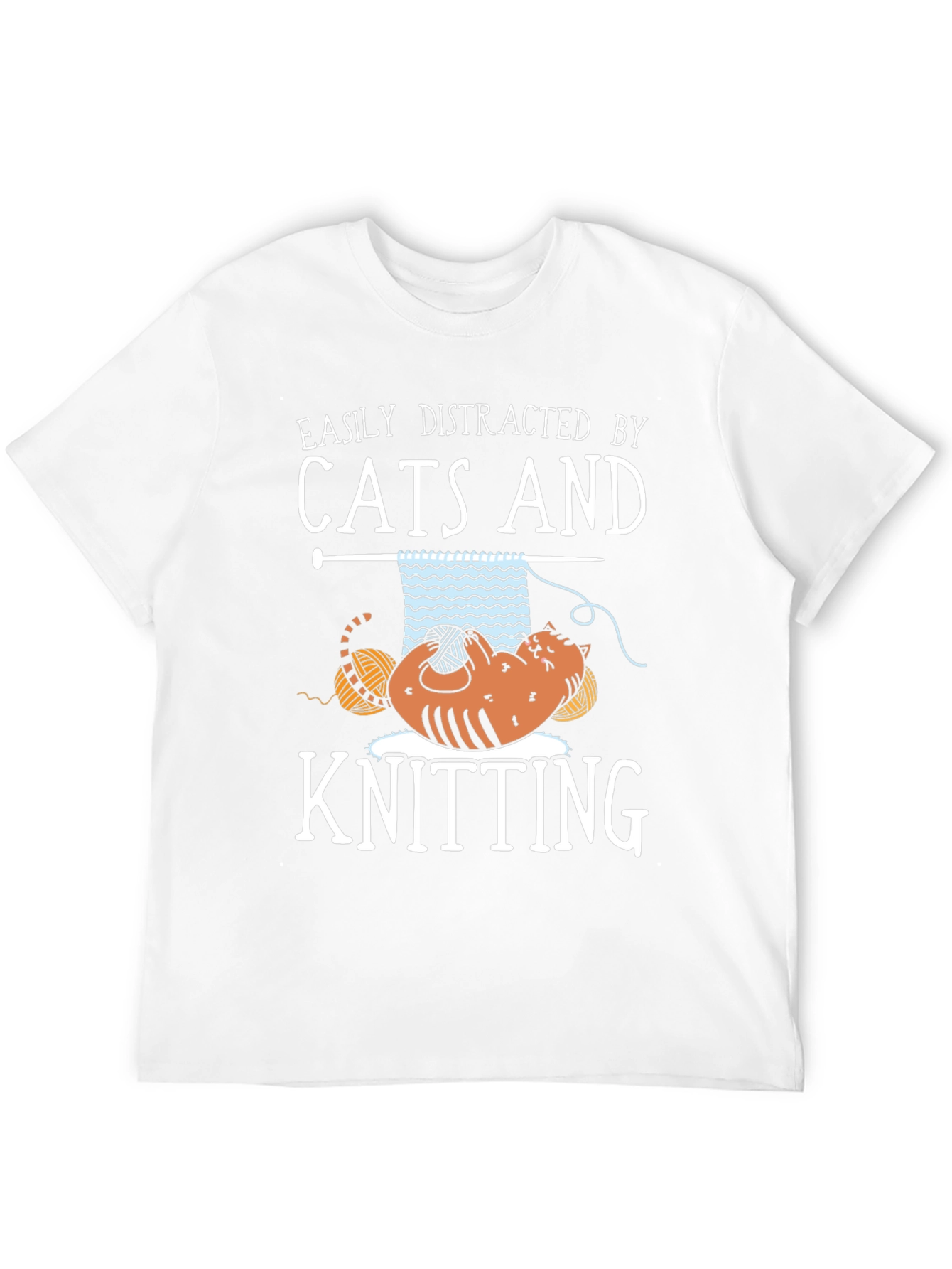 Easily Distracted By Cats and Knitting T-Shirt