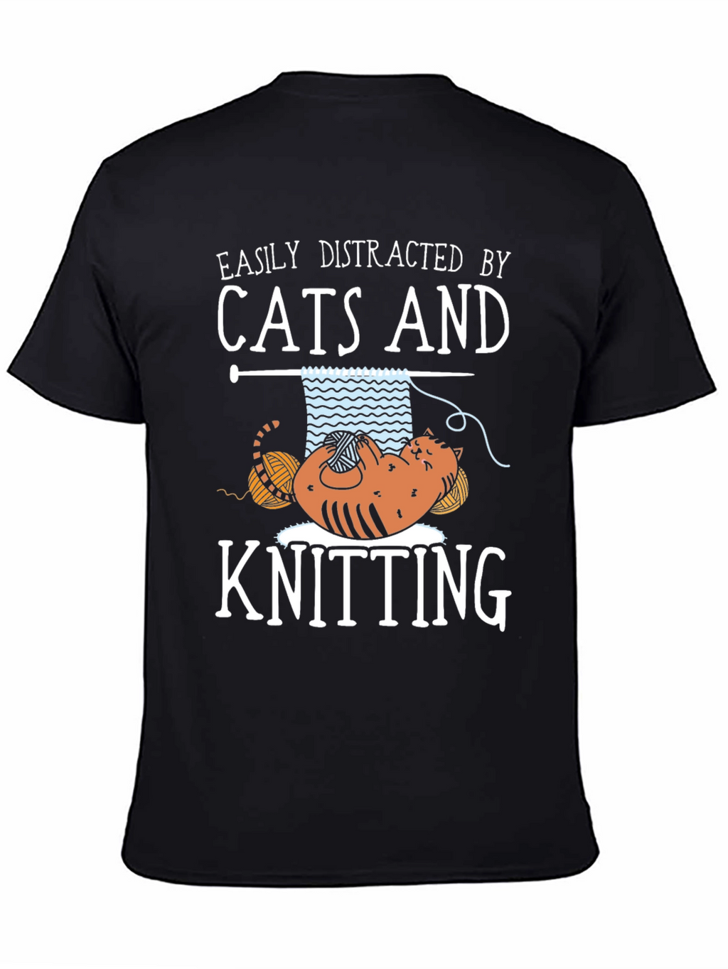 Easily Distracted By Cats and Knitting T-Shirt