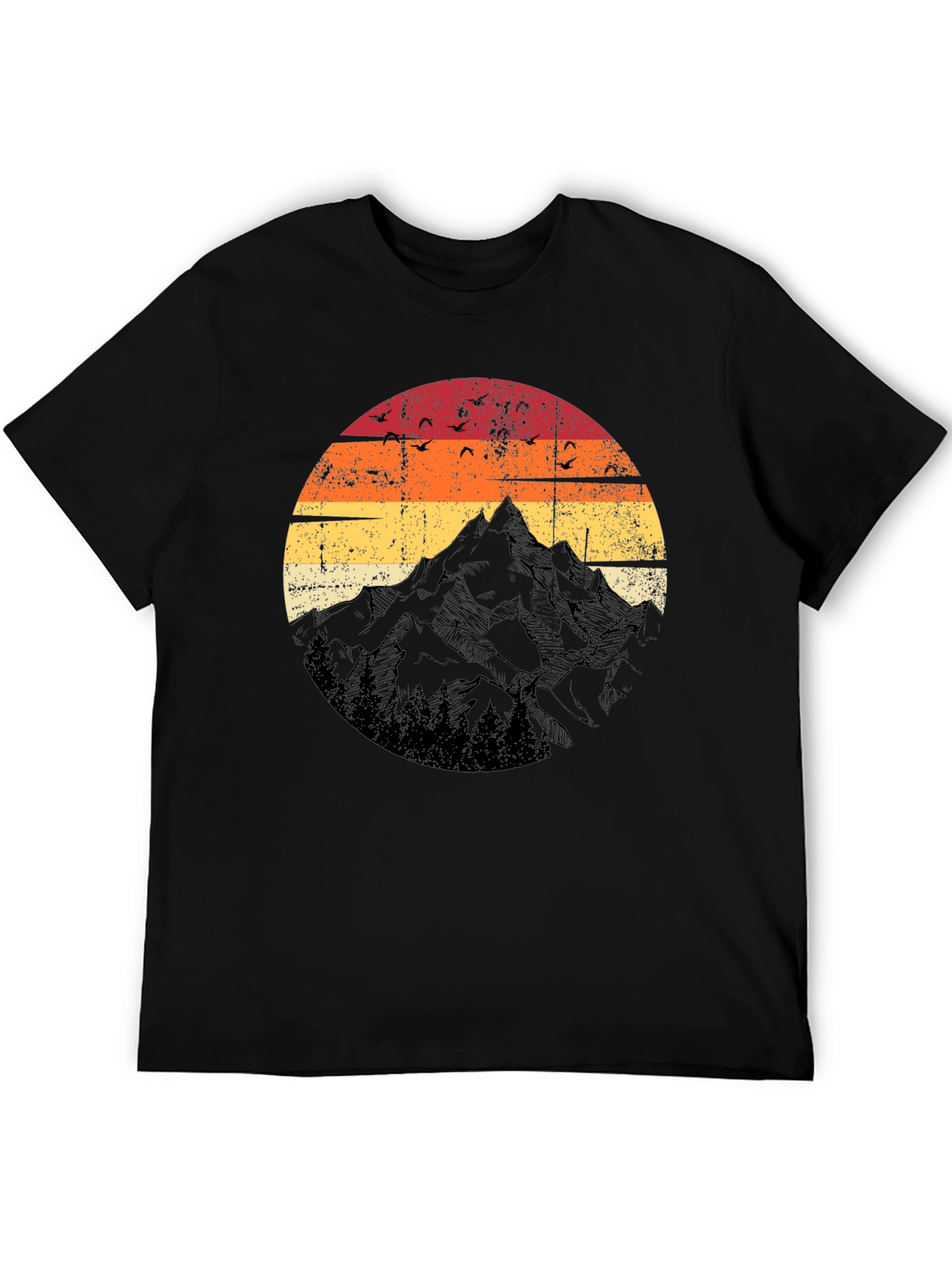 Retro Mountain Sunset T-Shirt - Black