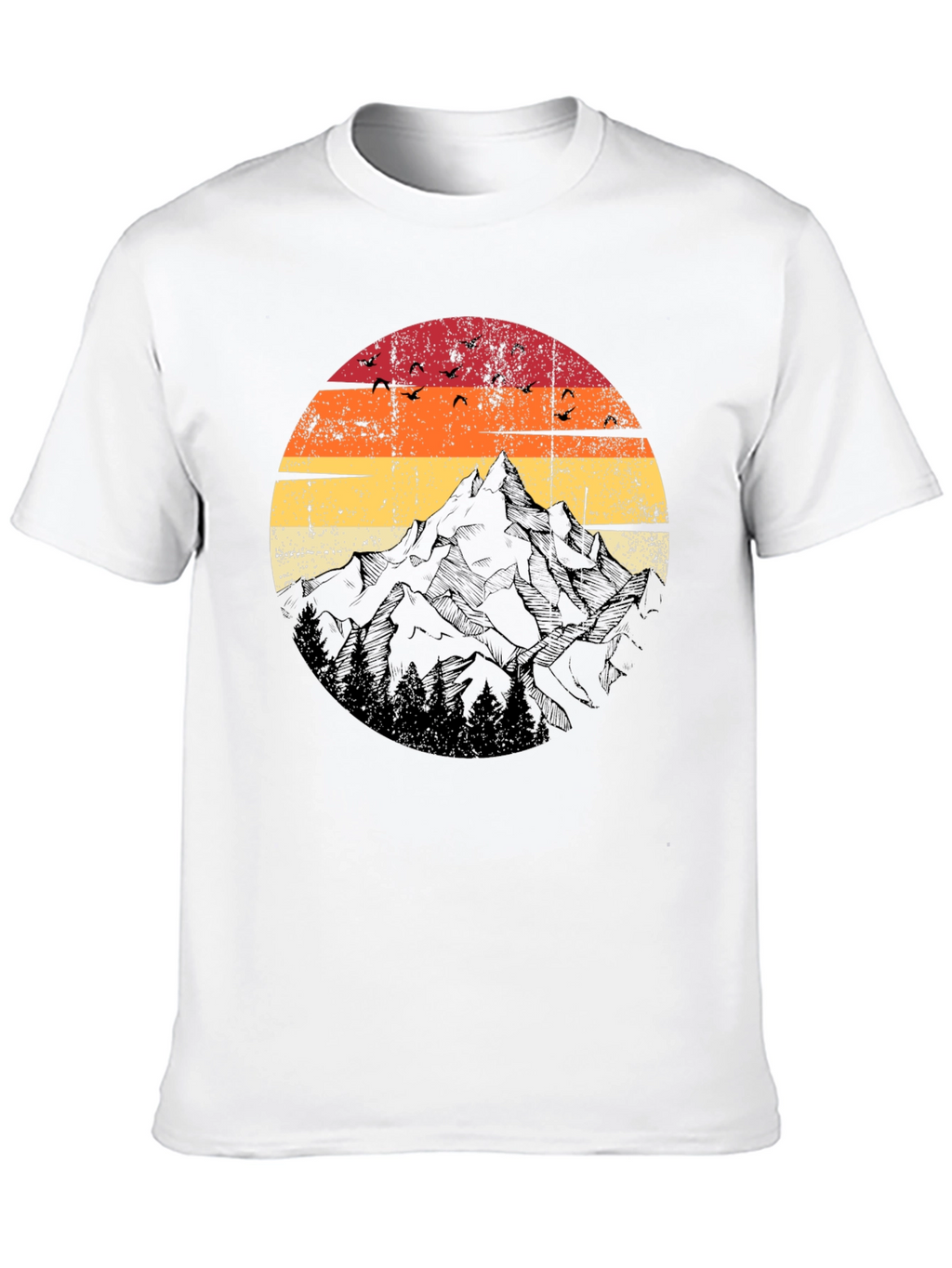 Retro Mountain Sunset T-Shirt - Black