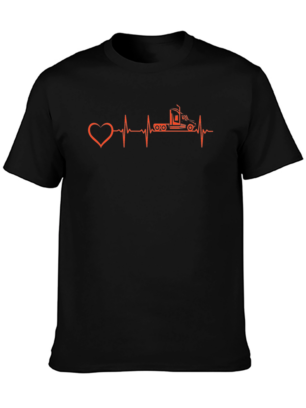 Truck Driver Heartbeat T-Shirt - Black