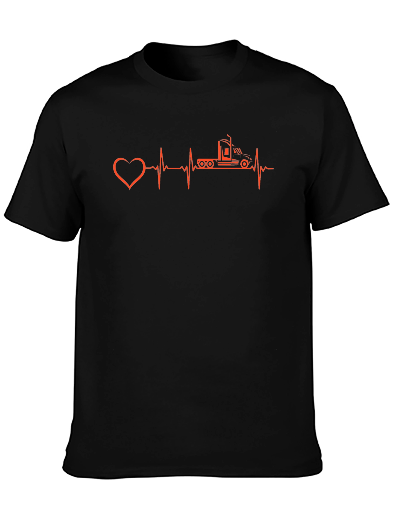 Truck Driver Heartbeat T-Shirt - Black