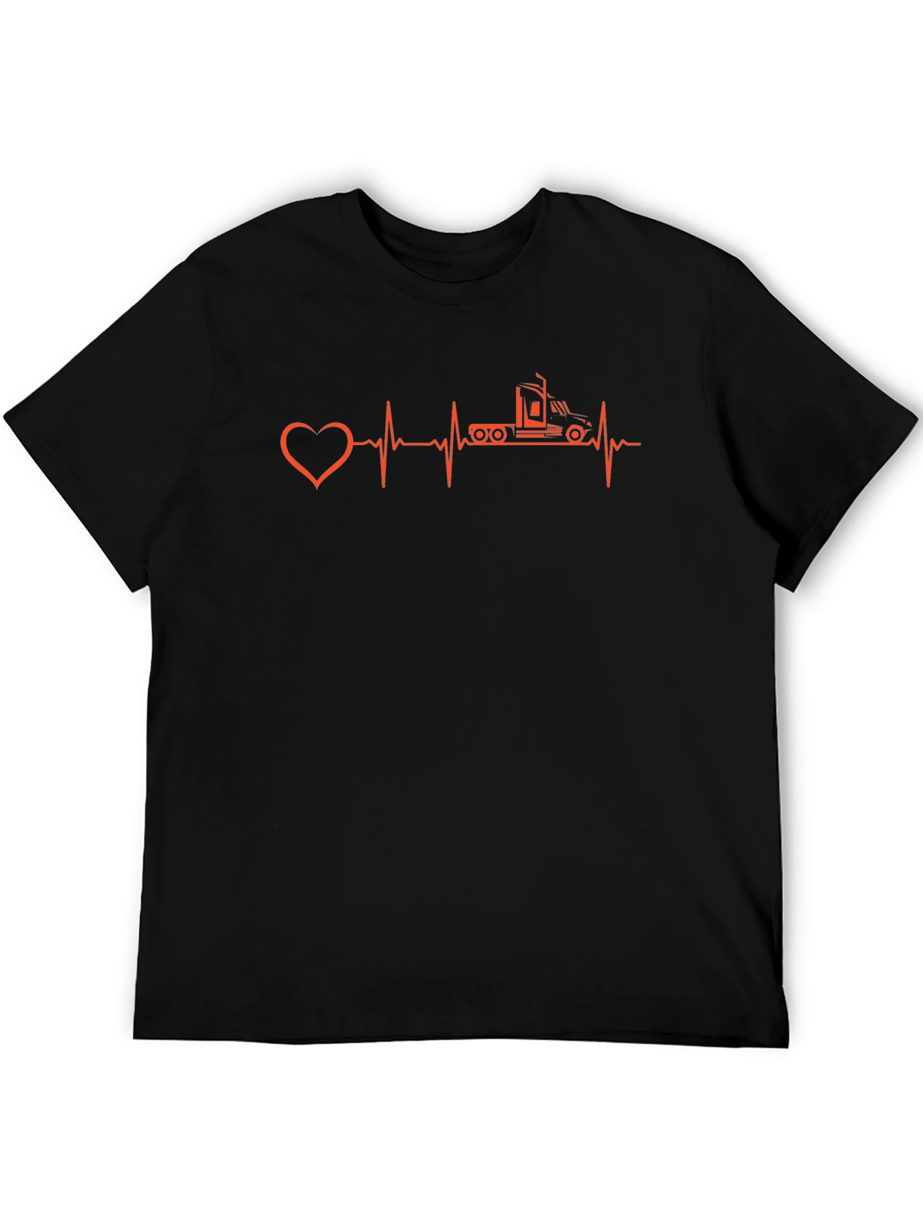 Truck Driver Heartbeat T-Shirt - Black