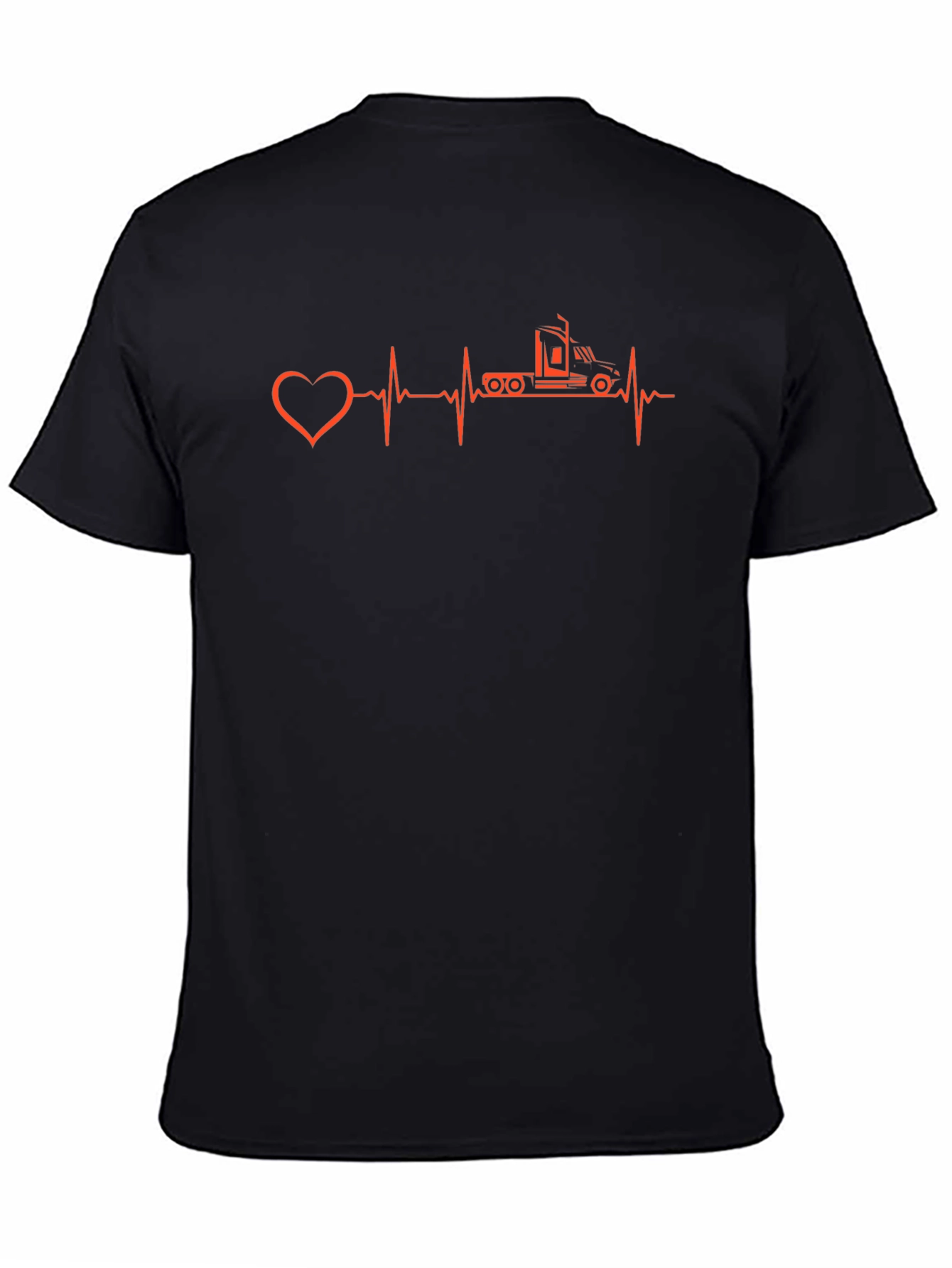 Truck Driver Heartbeat T-Shirt - Black