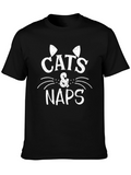 Cats & Naps Graphic Tee - Comfy Black T-Shirt