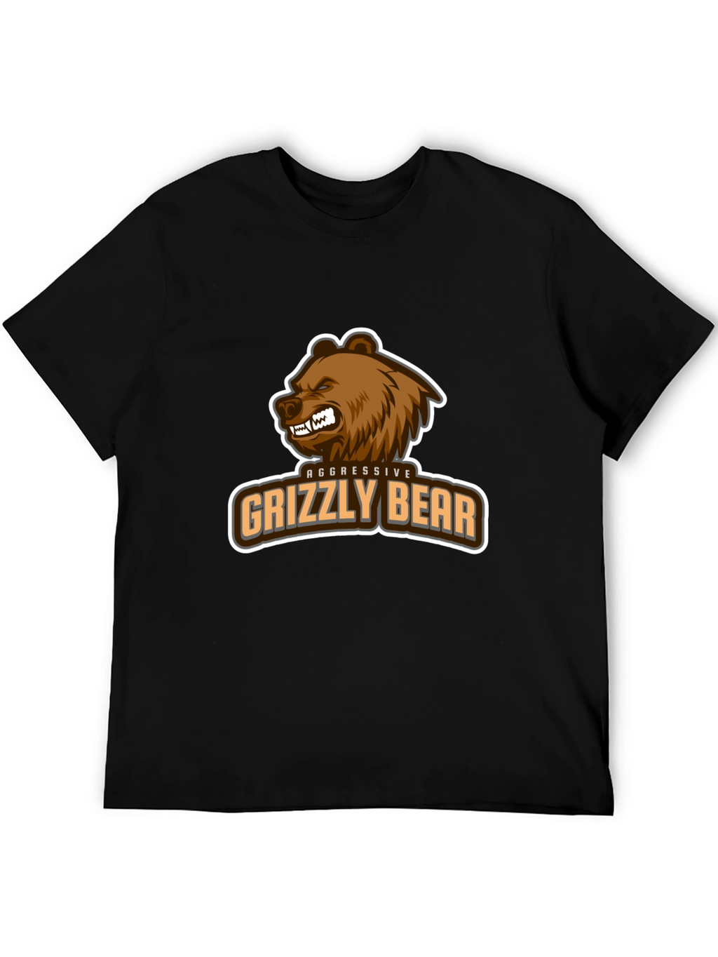 Aggressive Grizzly Bear Graphic Tee - Black
