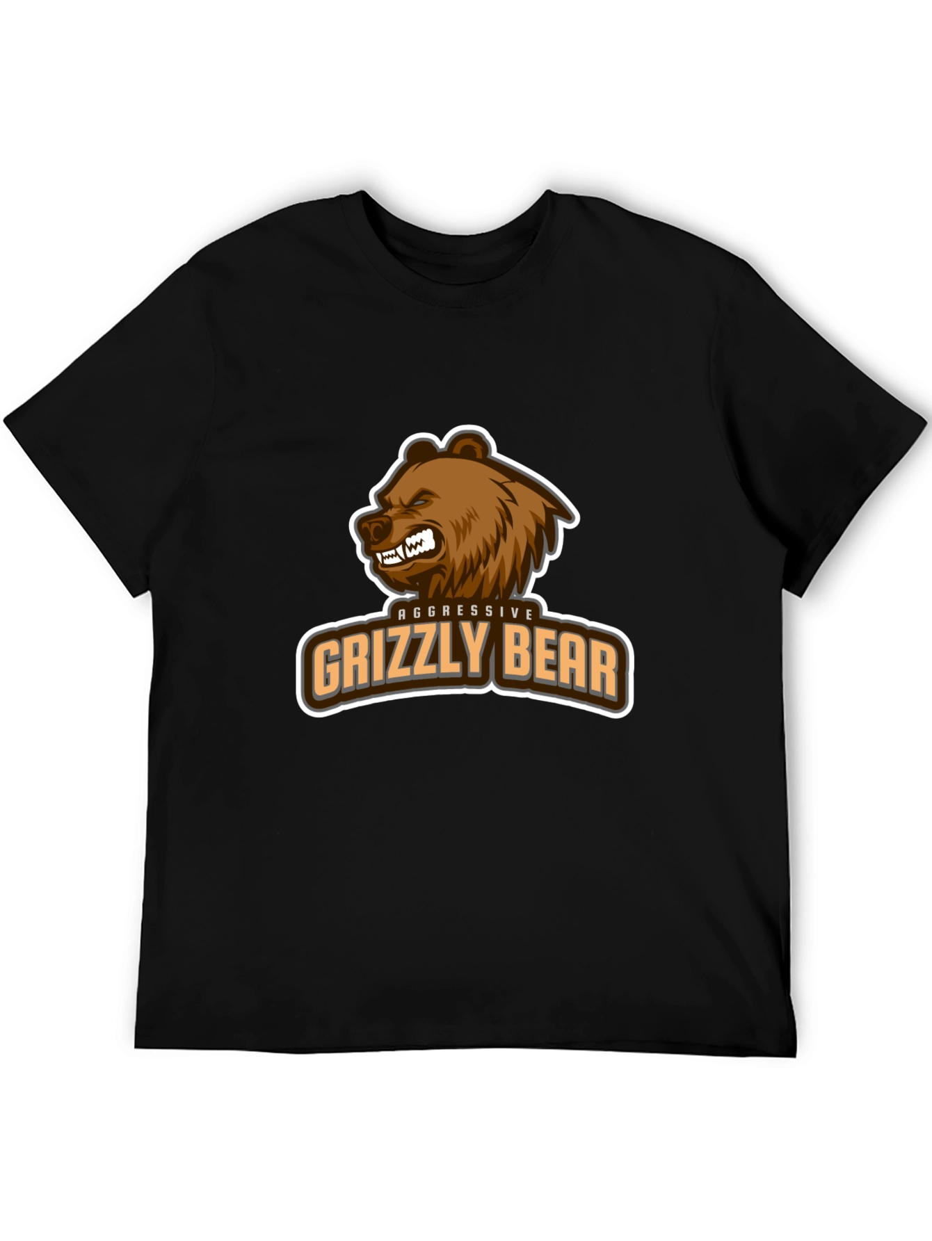Aggressive Grizzly Bear Graphic Tee - Black