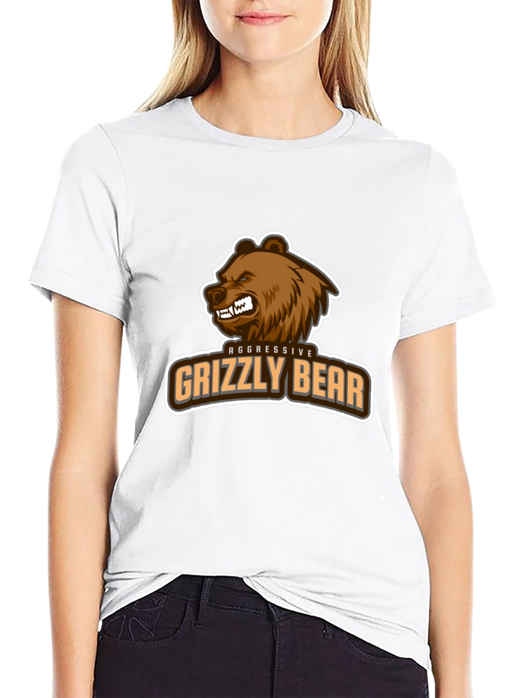 Aggressive Grizzly Bear Graphic Tee - Black