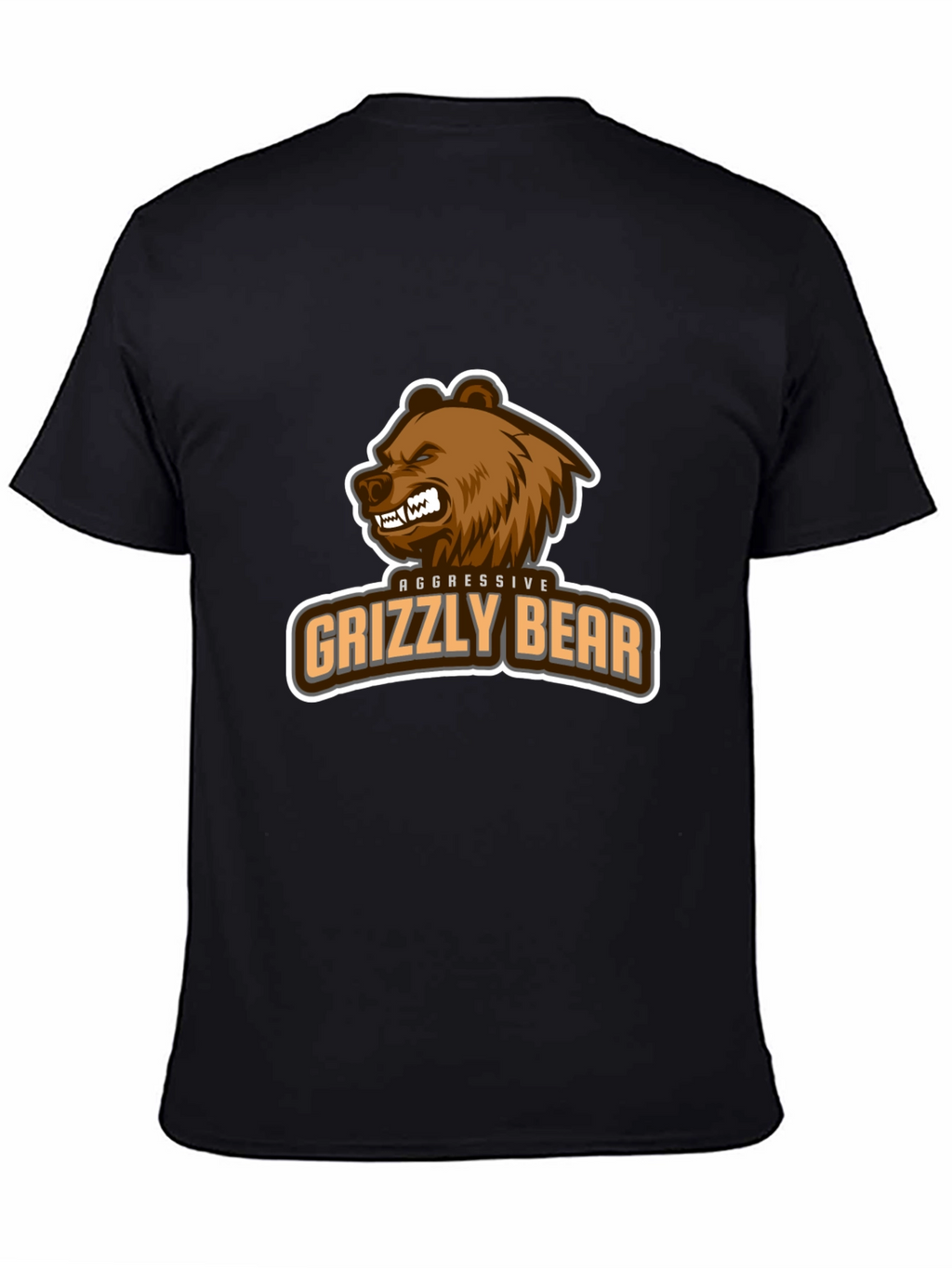 Aggressive Grizzly Bear Graphic Tee - Black
