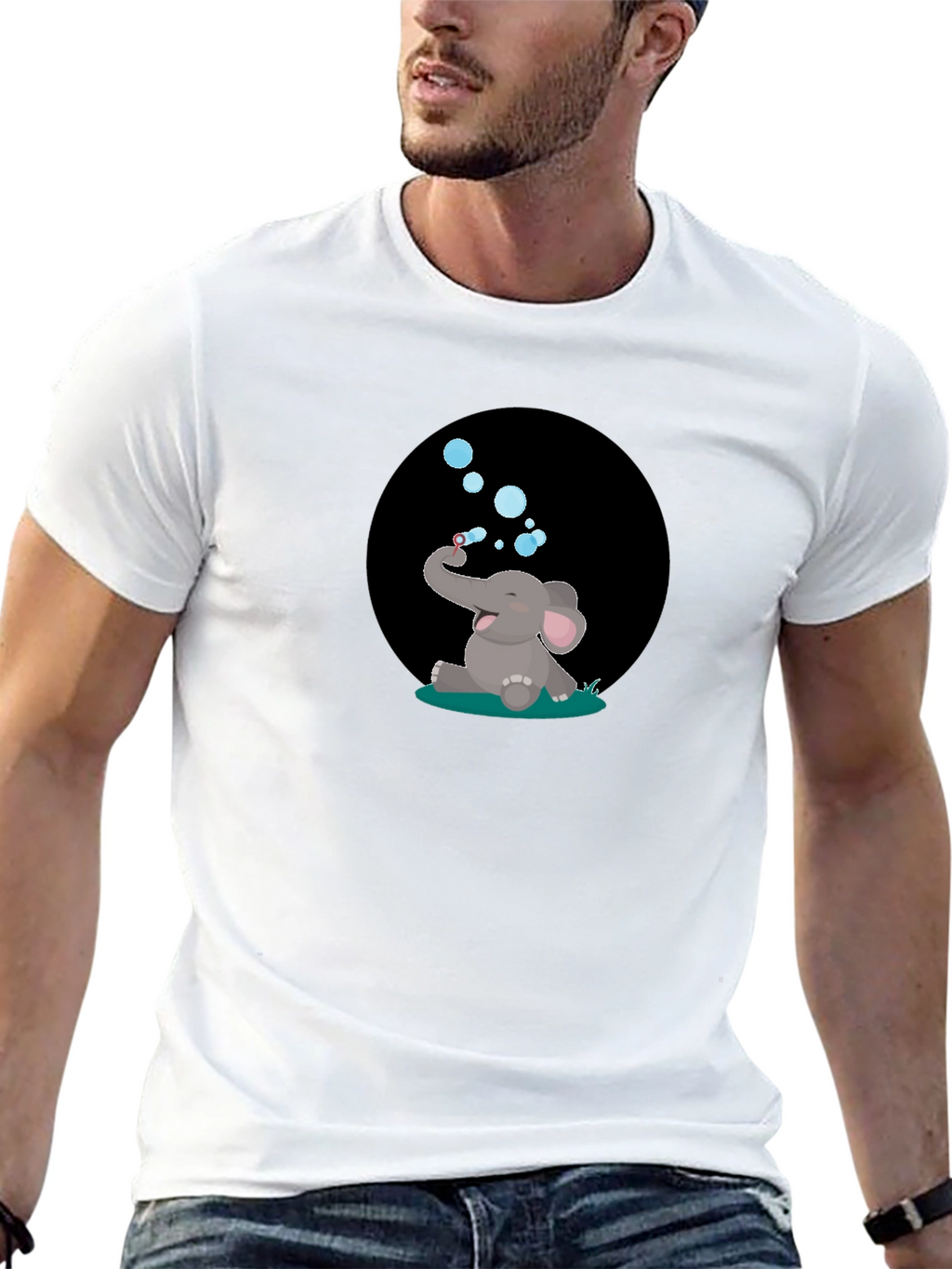 Elephant Bubbles Graphic Tee - Black T-Shirt