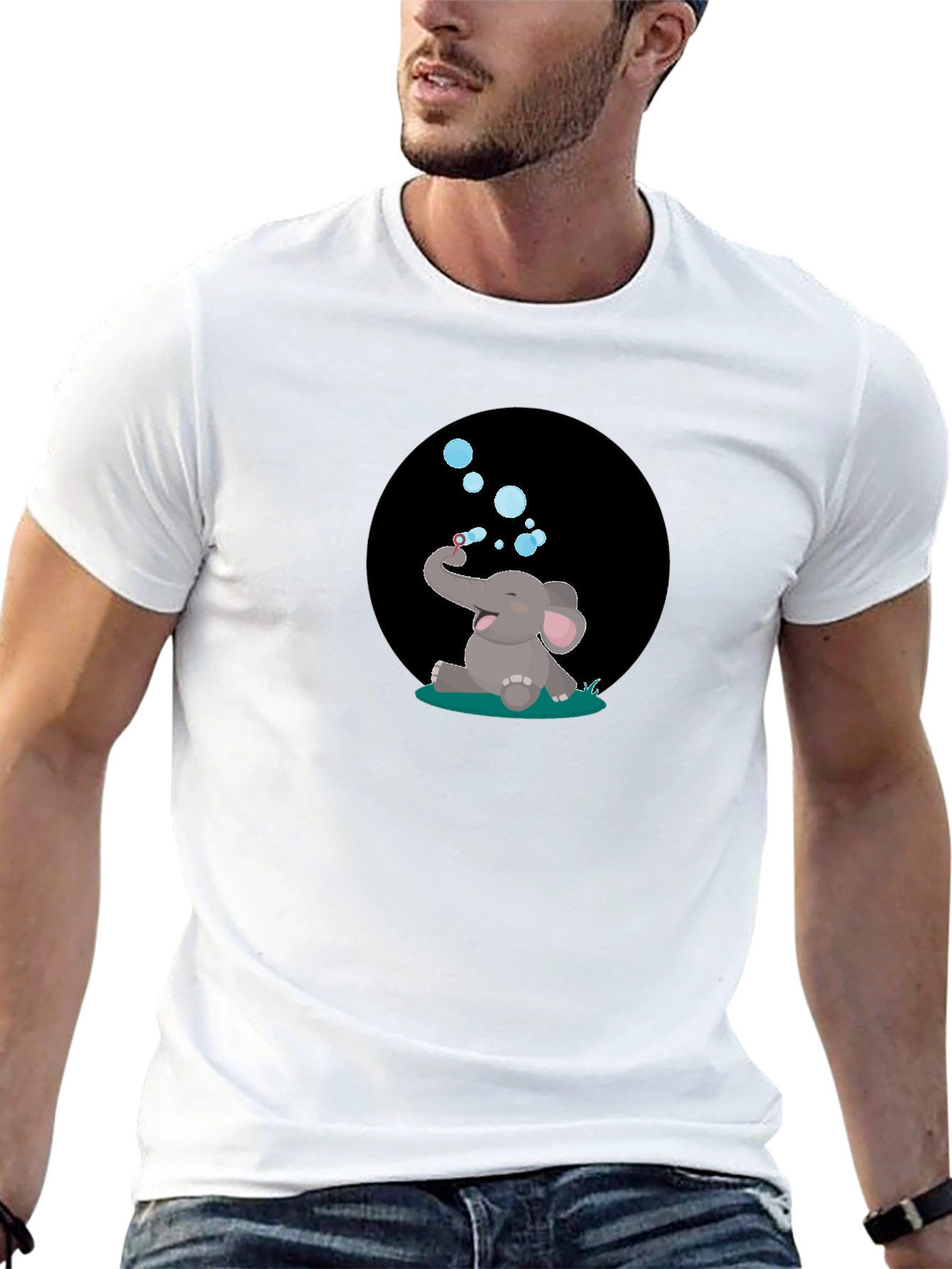Elephant Bubbles Graphic Tee - Black T-Shirt