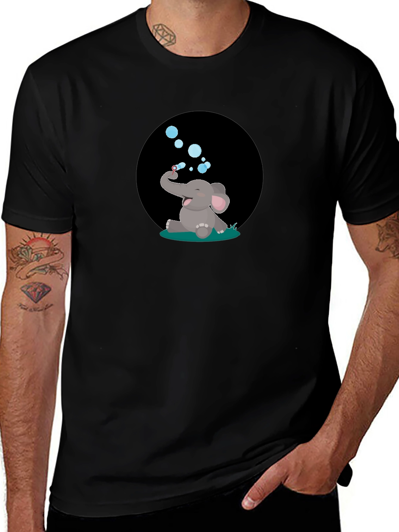 Elephant Bubbles Graphic Tee - Black T-Shirt