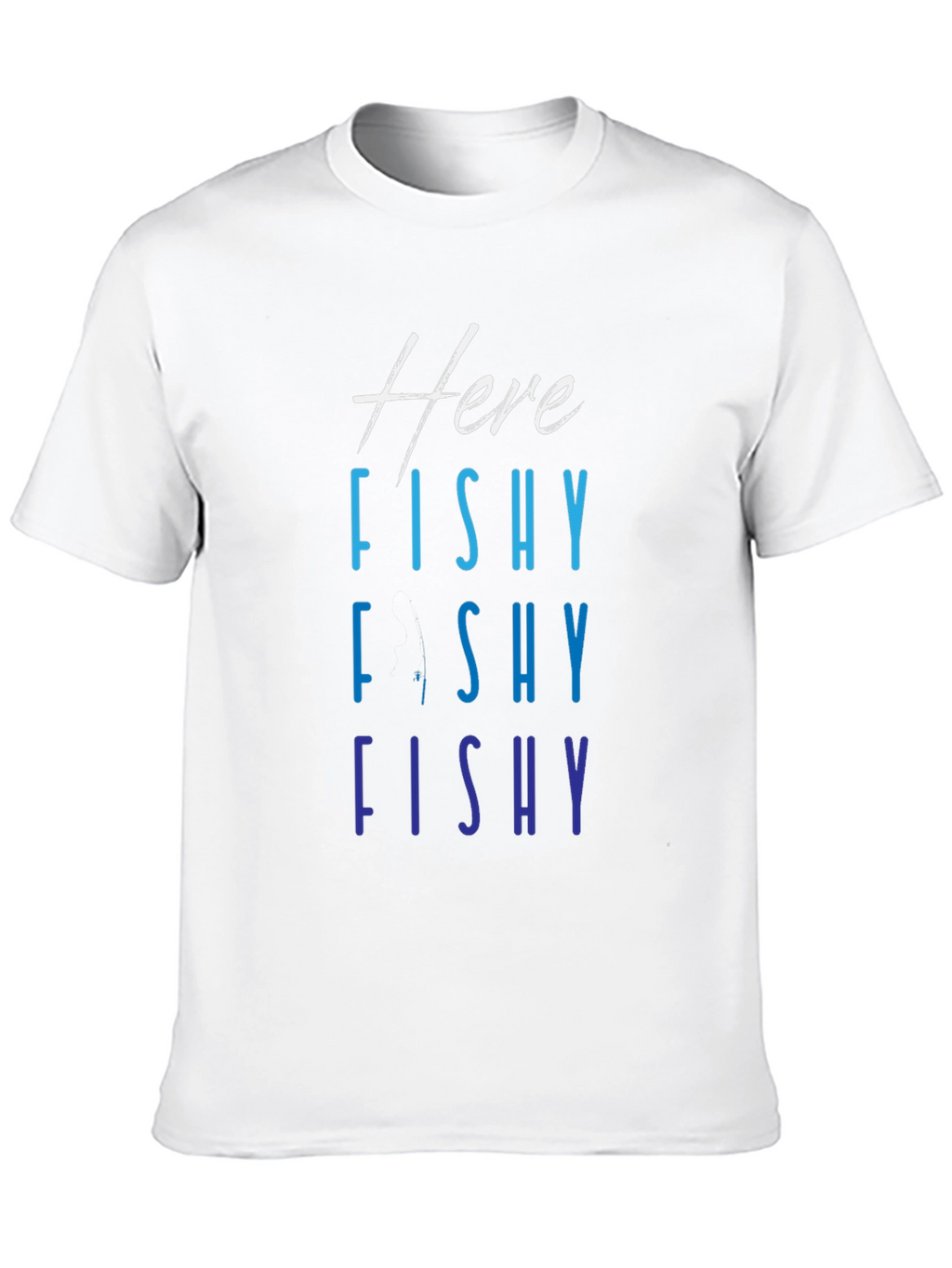 Here Fishy Fishy T-Shirt Black Mens Fishing Tee
