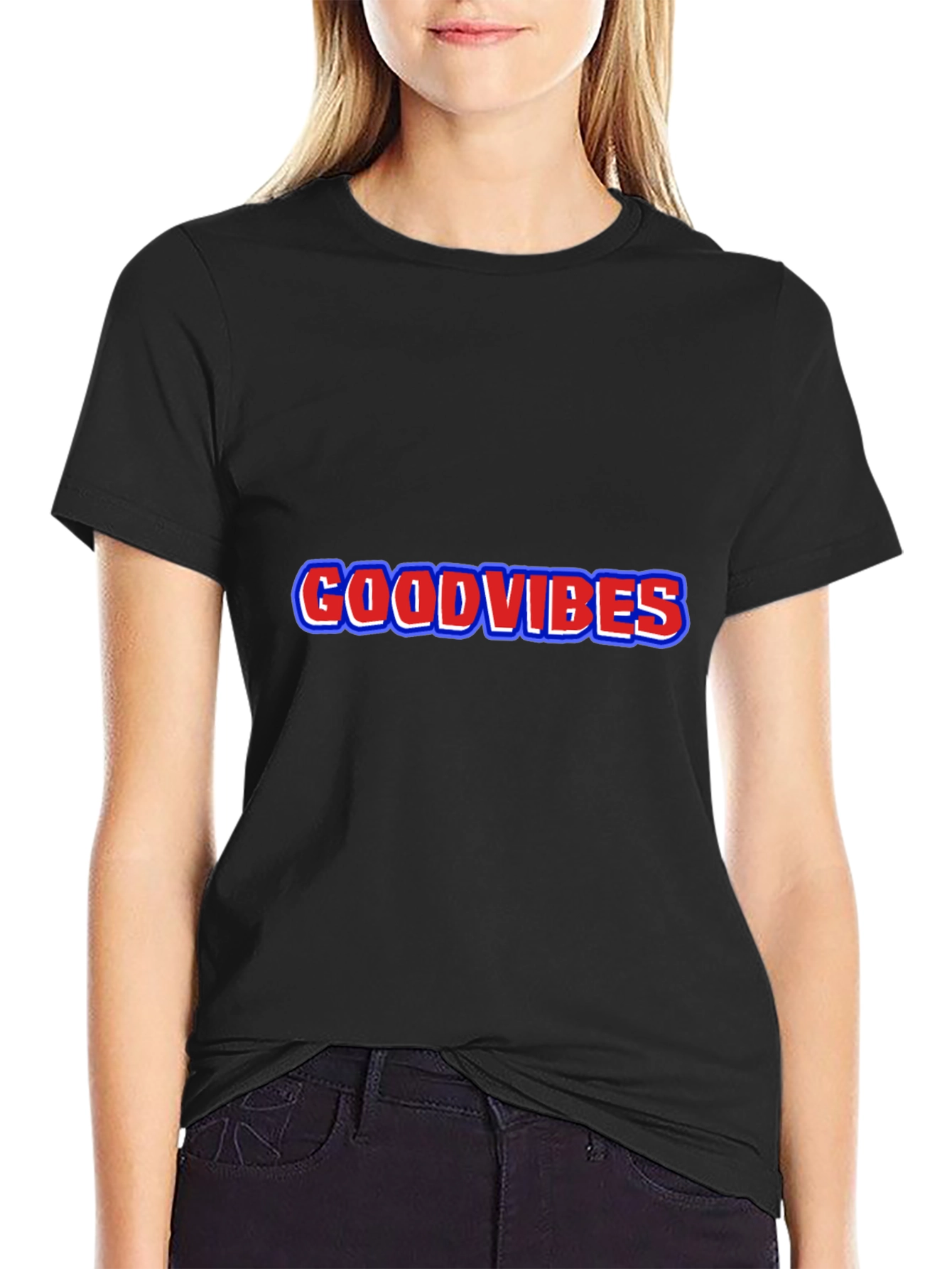 Good Vibes Graphic Black T-Shirt