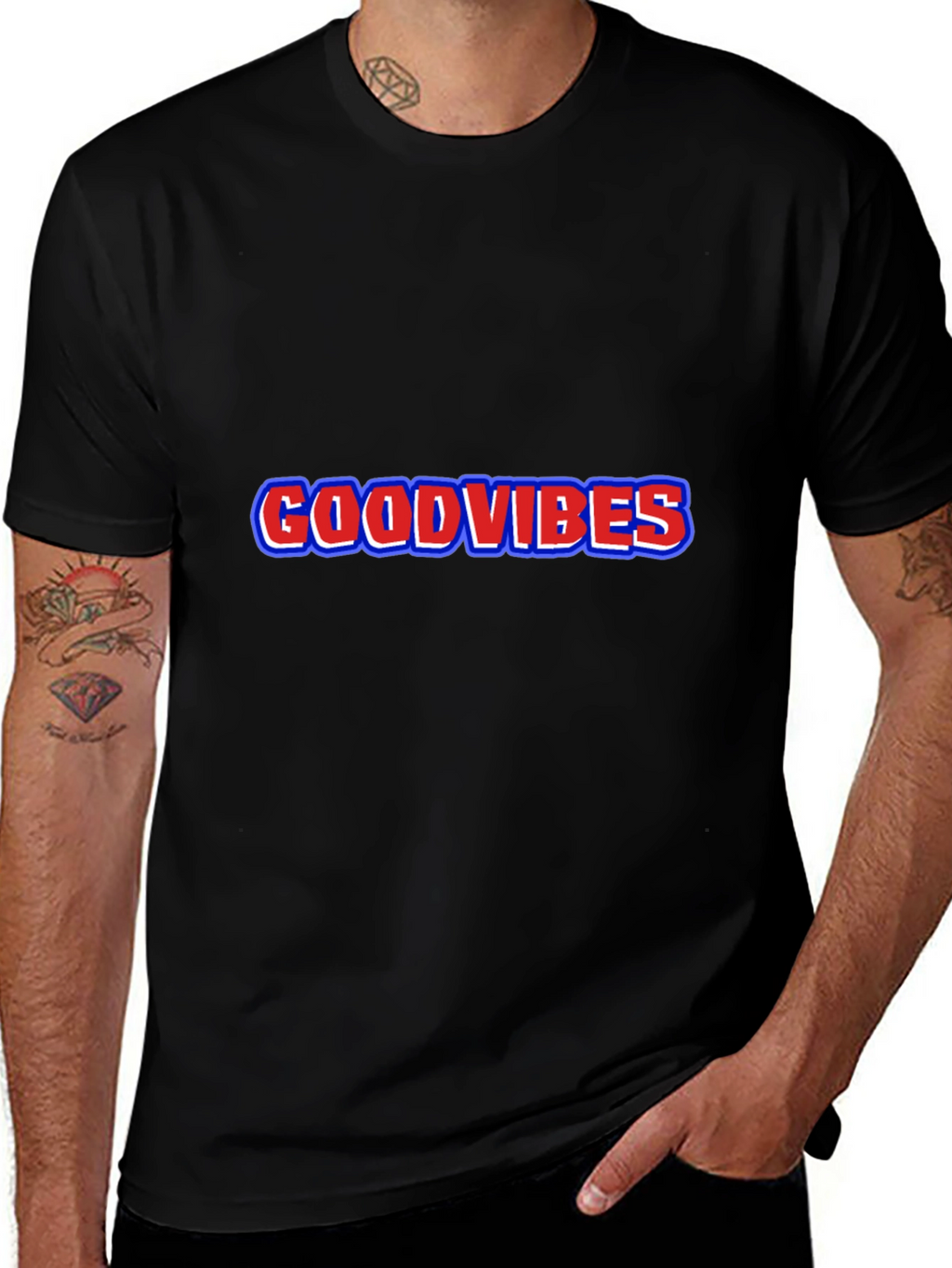 Good Vibes Graphic Black T-Shirt