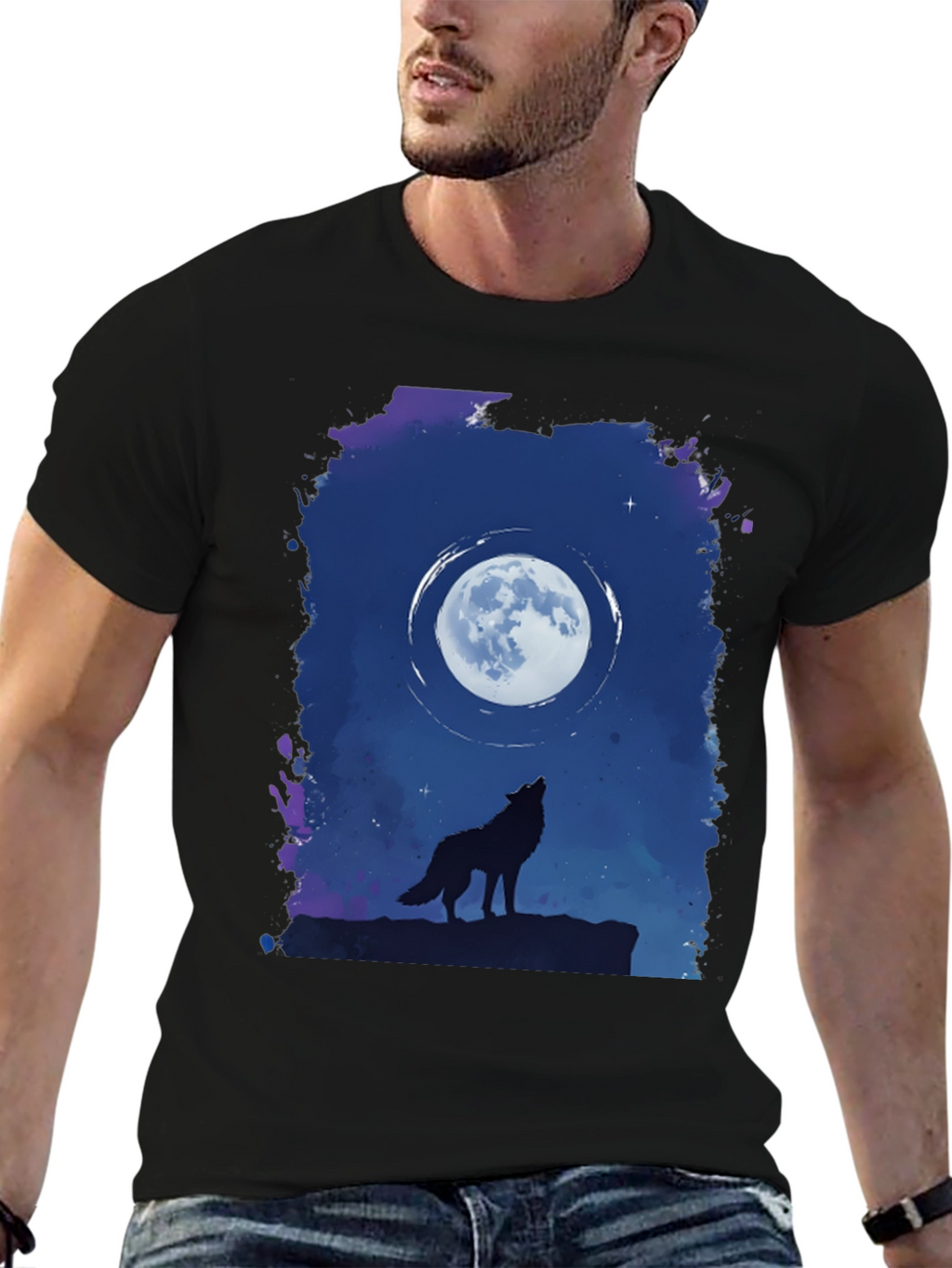 Wolf Moon Graphic T-Shirt - Black