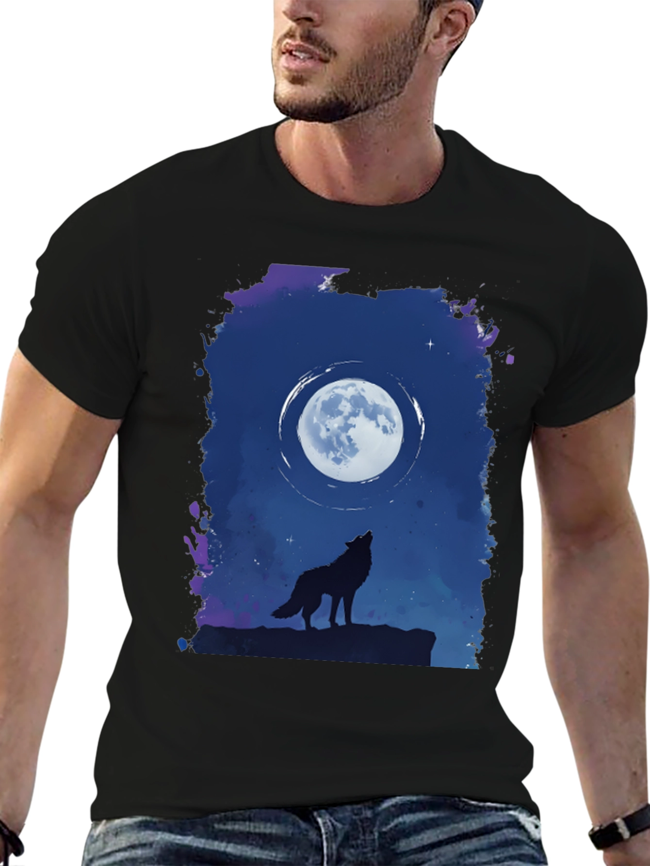 Wolf Moon Graphic T-Shirt - Black