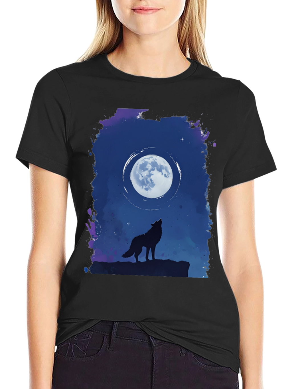 Wolf Moon Graphic T-Shirt - Black