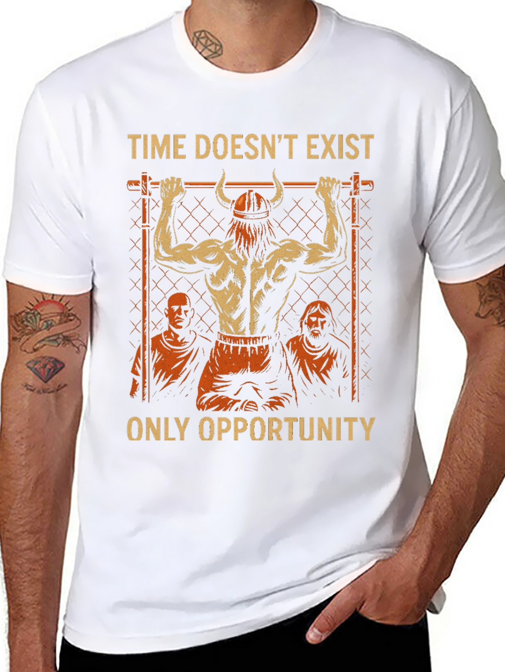 Time Doesnt Exist Only Opportunity Mens Black T-Shirt