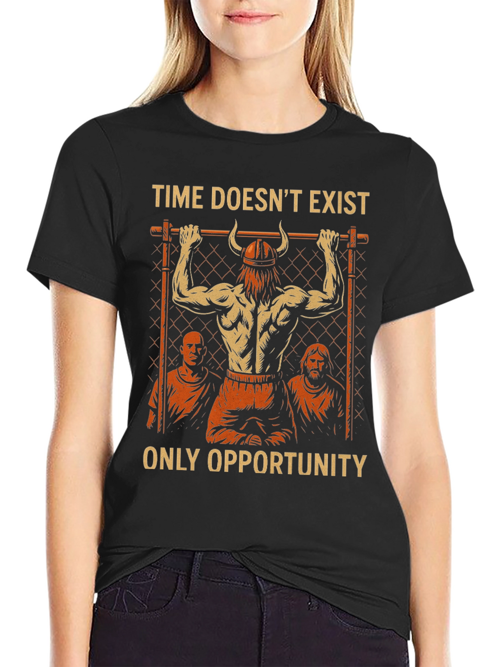 Time Doesnt Exist Only Opportunity Mens Black T-Shirt