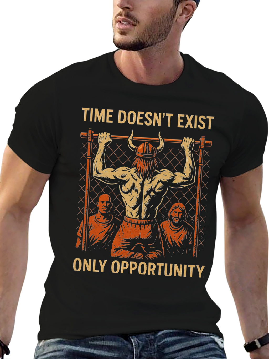 Time Doesnt Exist Only Opportunity Mens Black T-Shirt