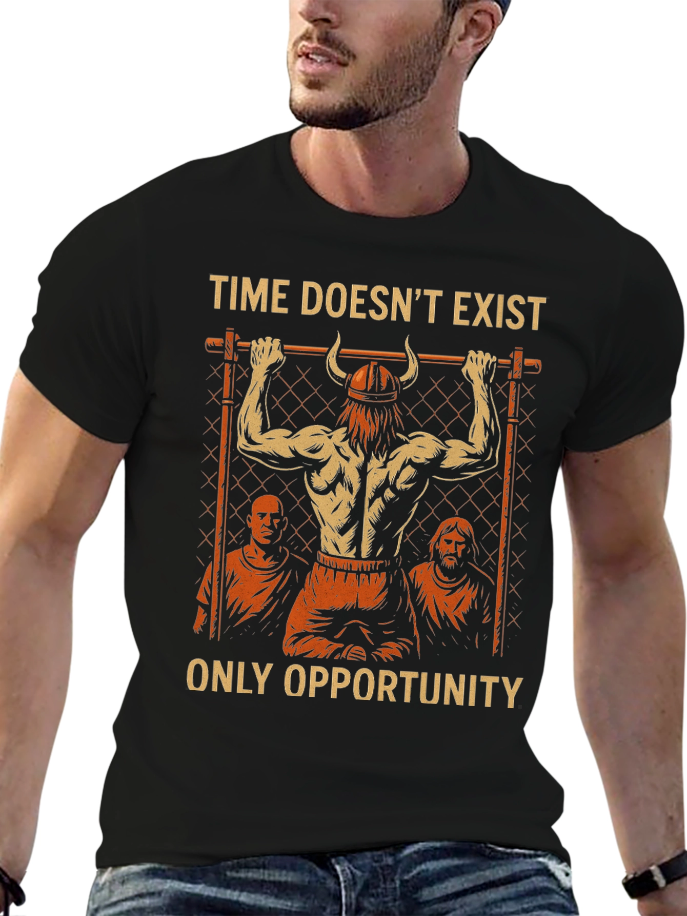Time Doesnt Exist Only Opportunity Mens Black T-Shirt