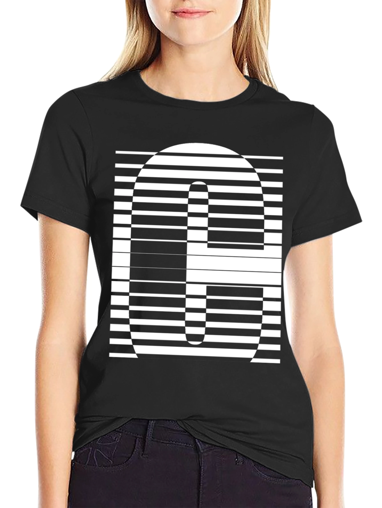 Optical Illusion Black Graphic Tee