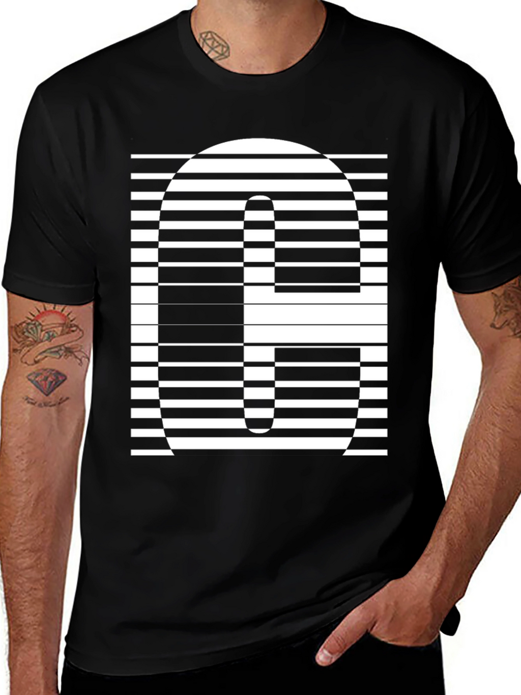 Optical Illusion Black Graphic Tee