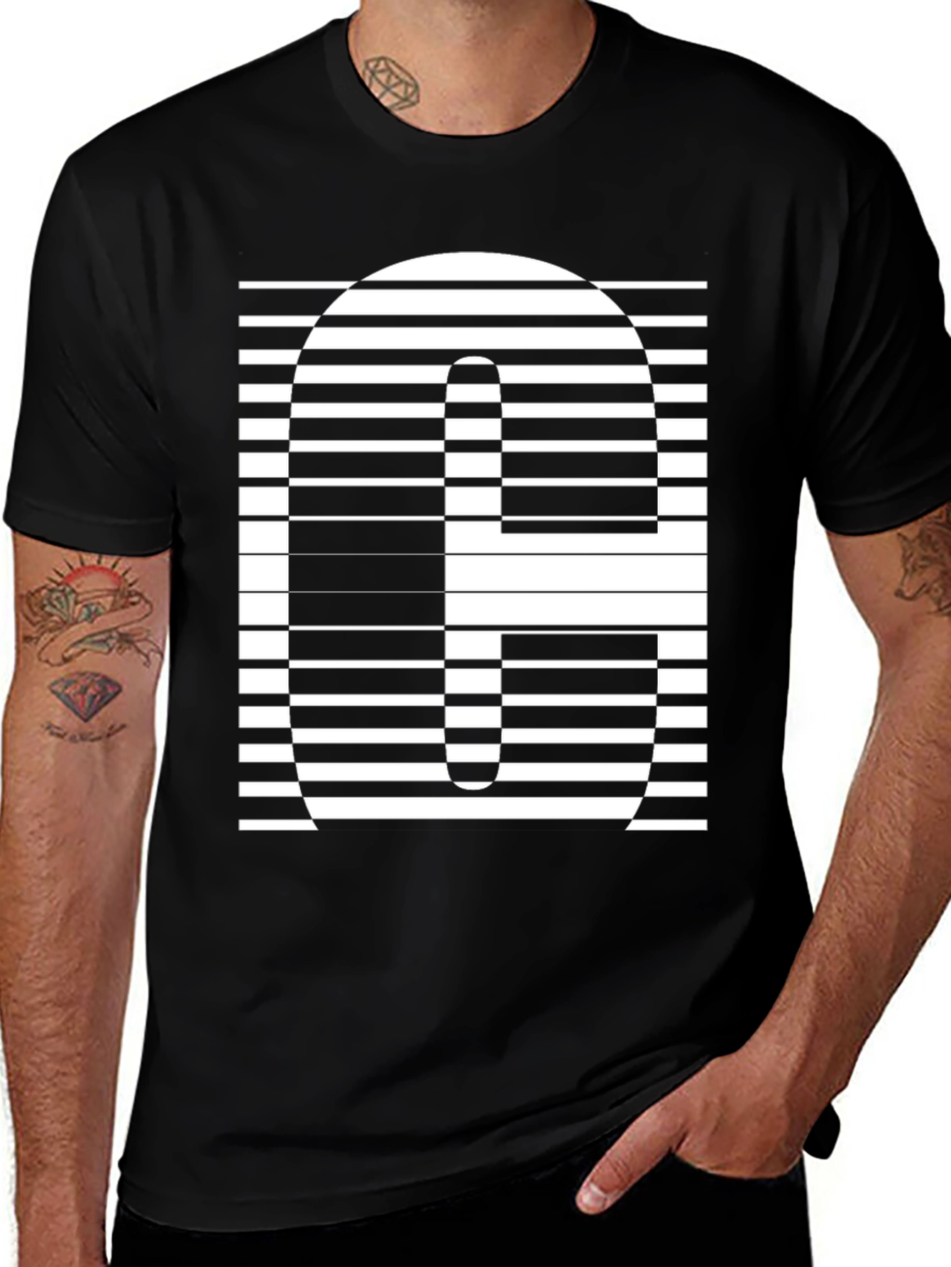 Optical Illusion Black Graphic Tee