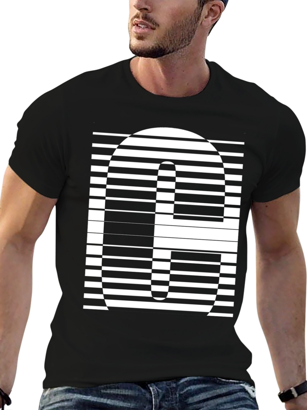 Optical Illusion Black Graphic Tee