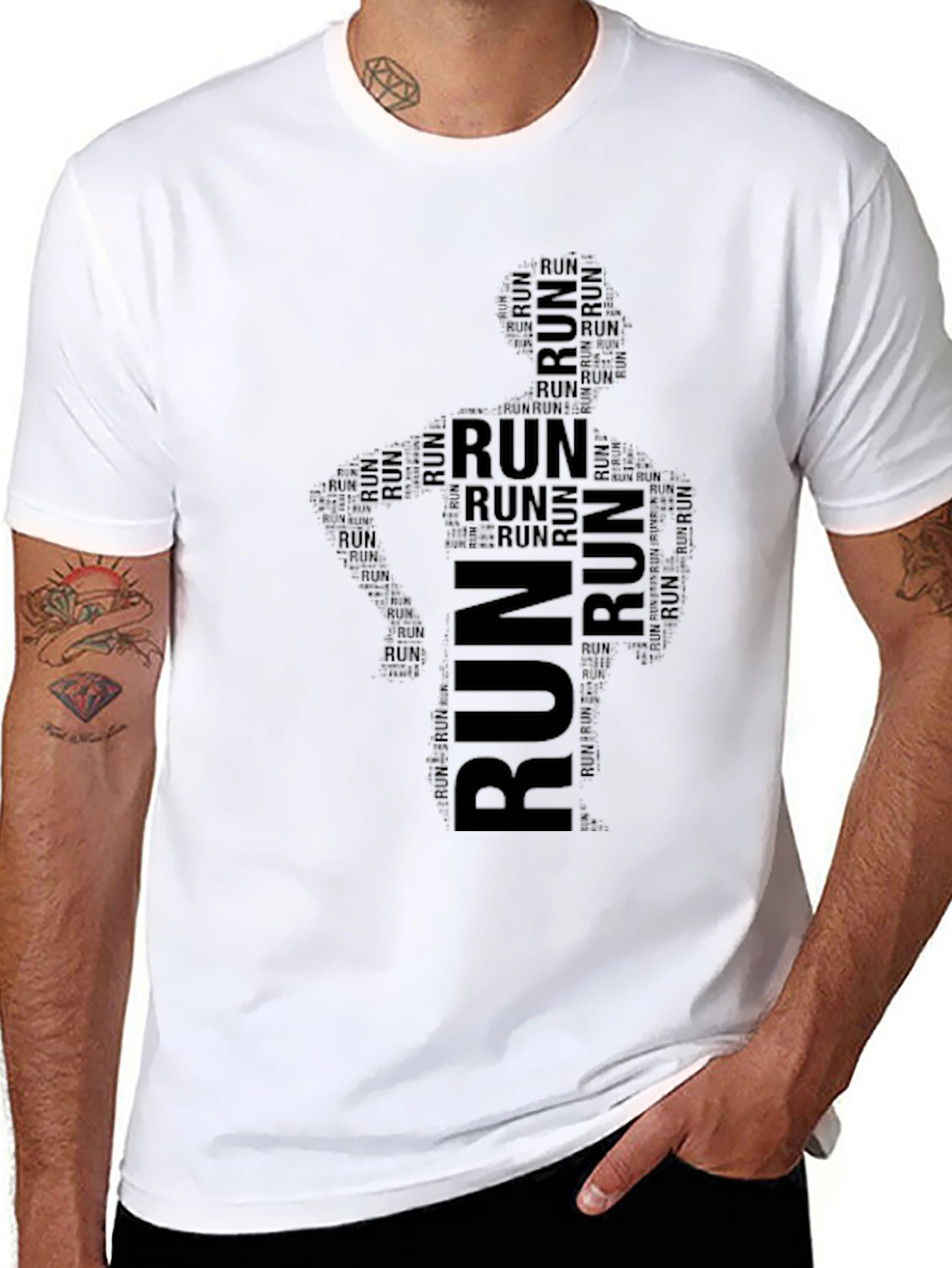 Mens Black Run Graphic T-Shirt - Running Motivation