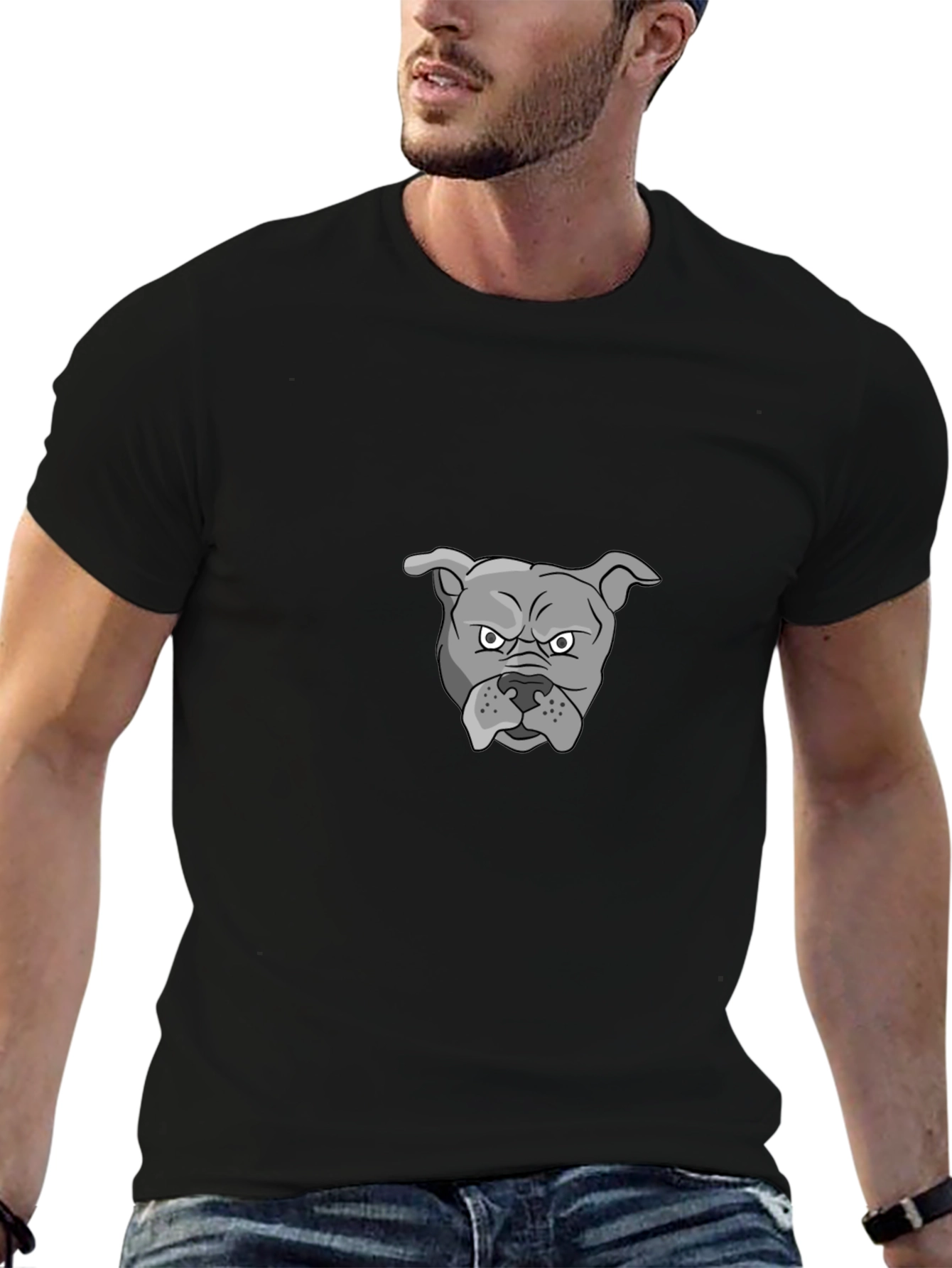 Mens Black Graphic Tee - Bulldog Design