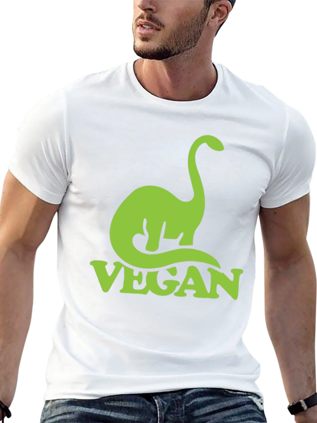 Vegan Dinosaur T-Shirt - Green Graphic Tee