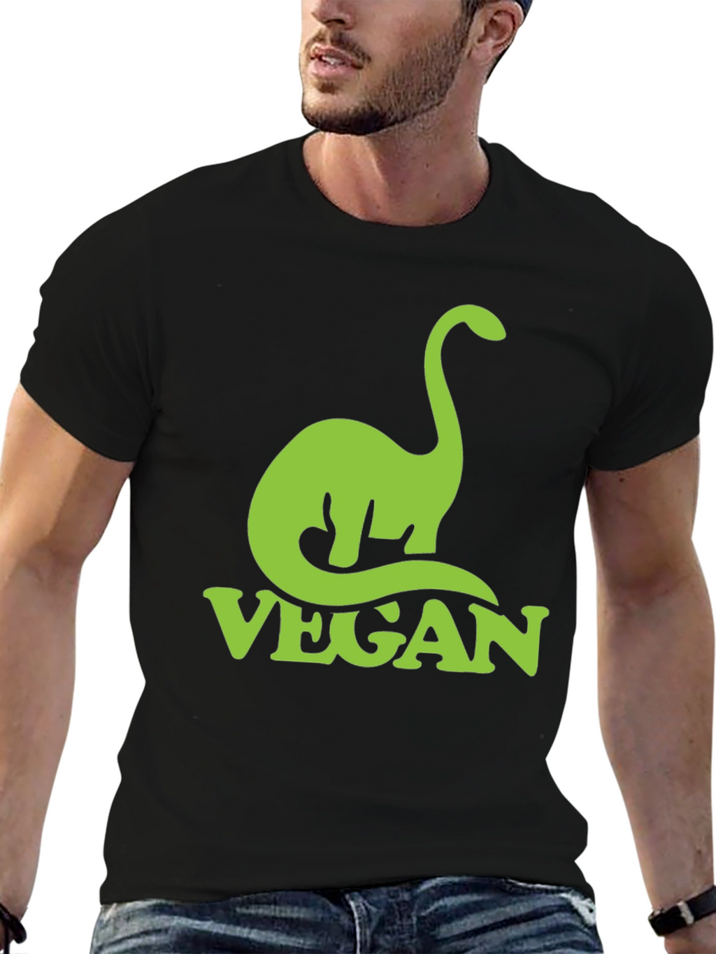 Vegan Dinosaur T-Shirt - Green Graphic Tee