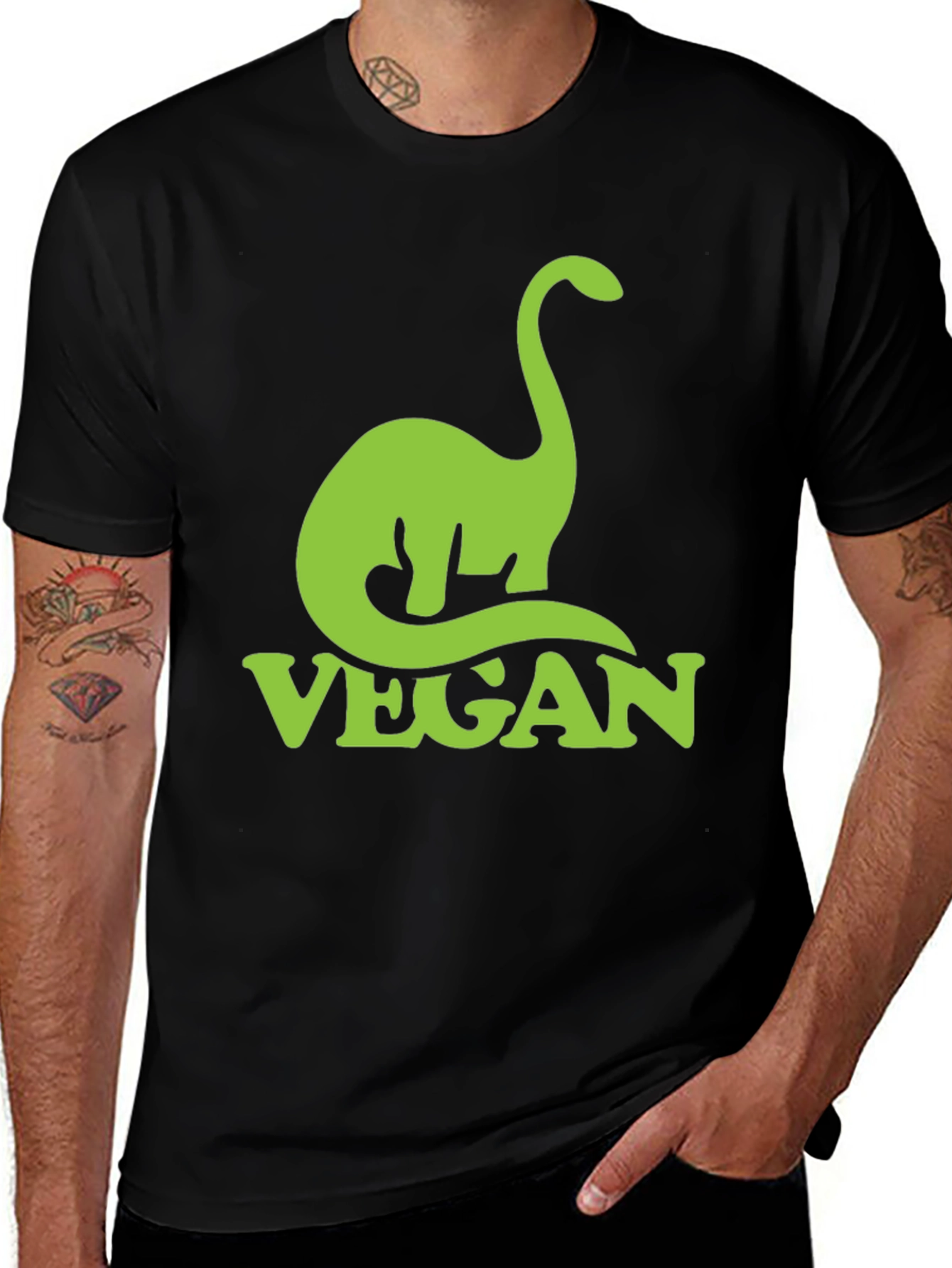 Vegan Dinosaur T-Shirt - Green Graphic Tee