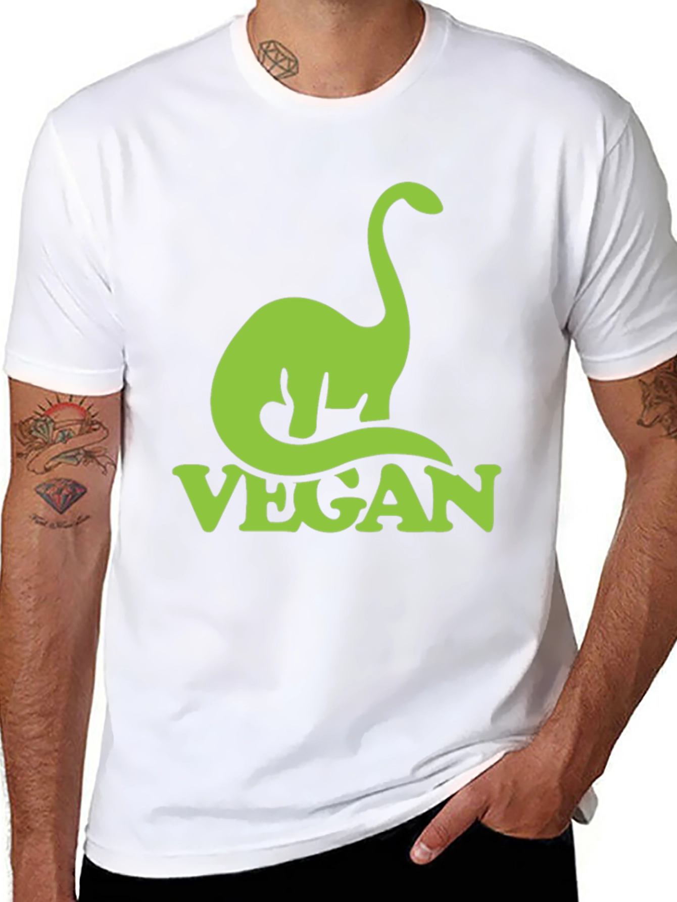 Vegan Dinosaur T-Shirt - Green Graphic Tee