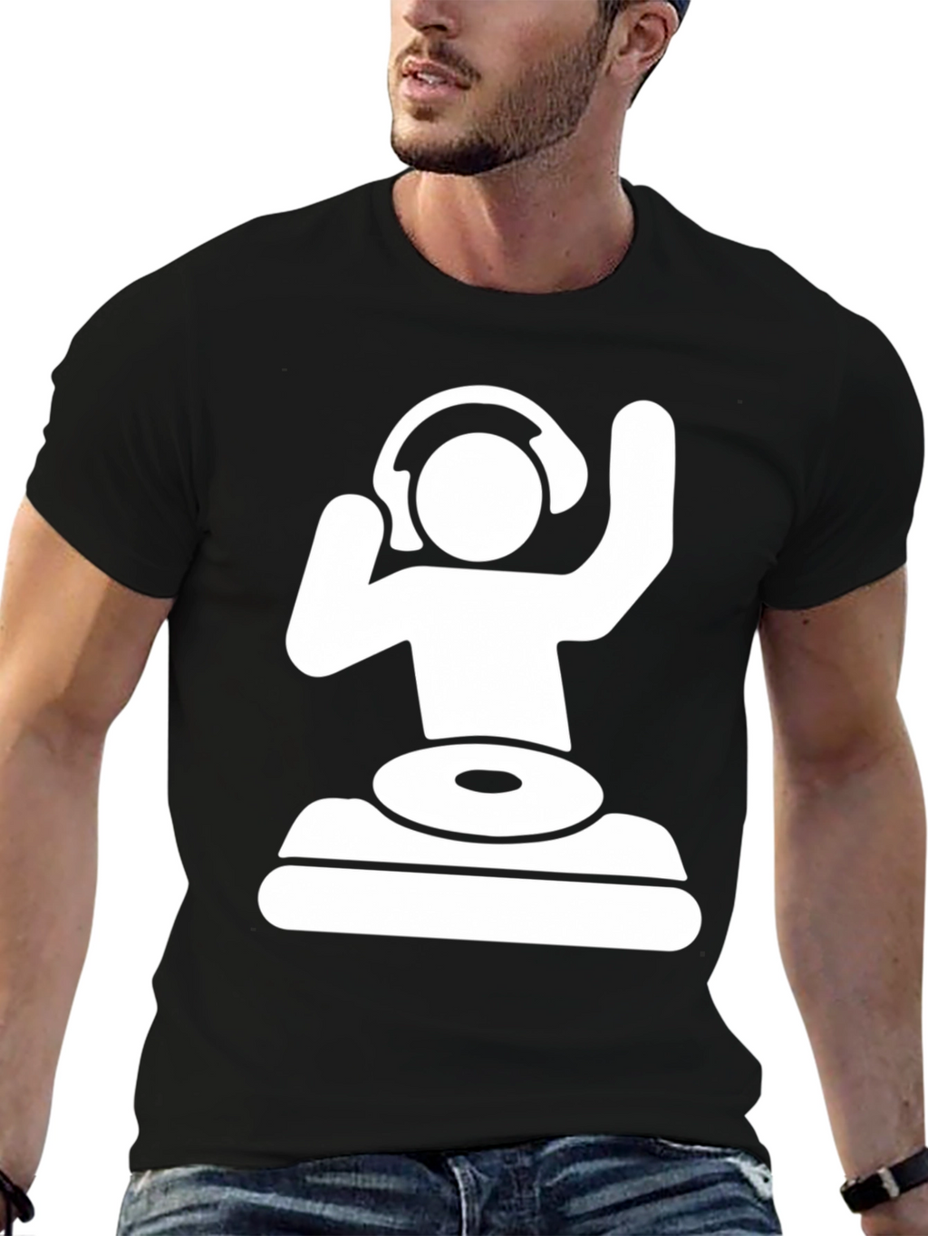 DJ Graphic T-Shirt - Black Cotton Blend