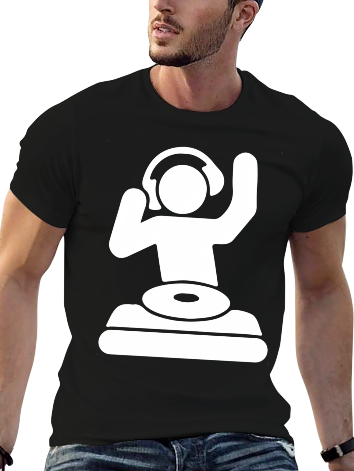 DJ Graphic T-Shirt - Black Cotton Blend