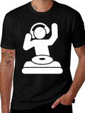 DJ Graphic T-Shirt - Black Cotton Blend