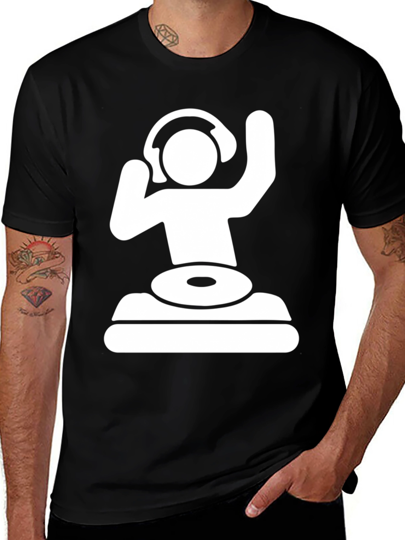 DJ Graphic T-Shirt - Black Cotton Blend