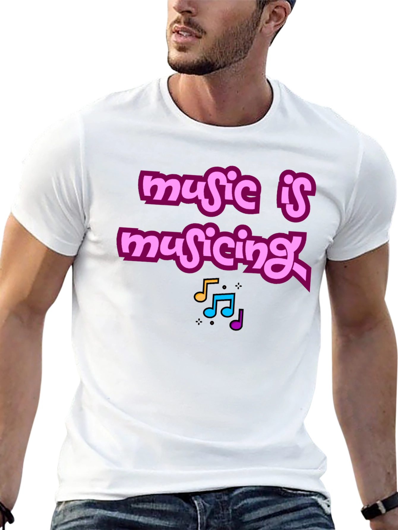 Music Is Musicing Graphic Tee - Black Cotton T-Shirt